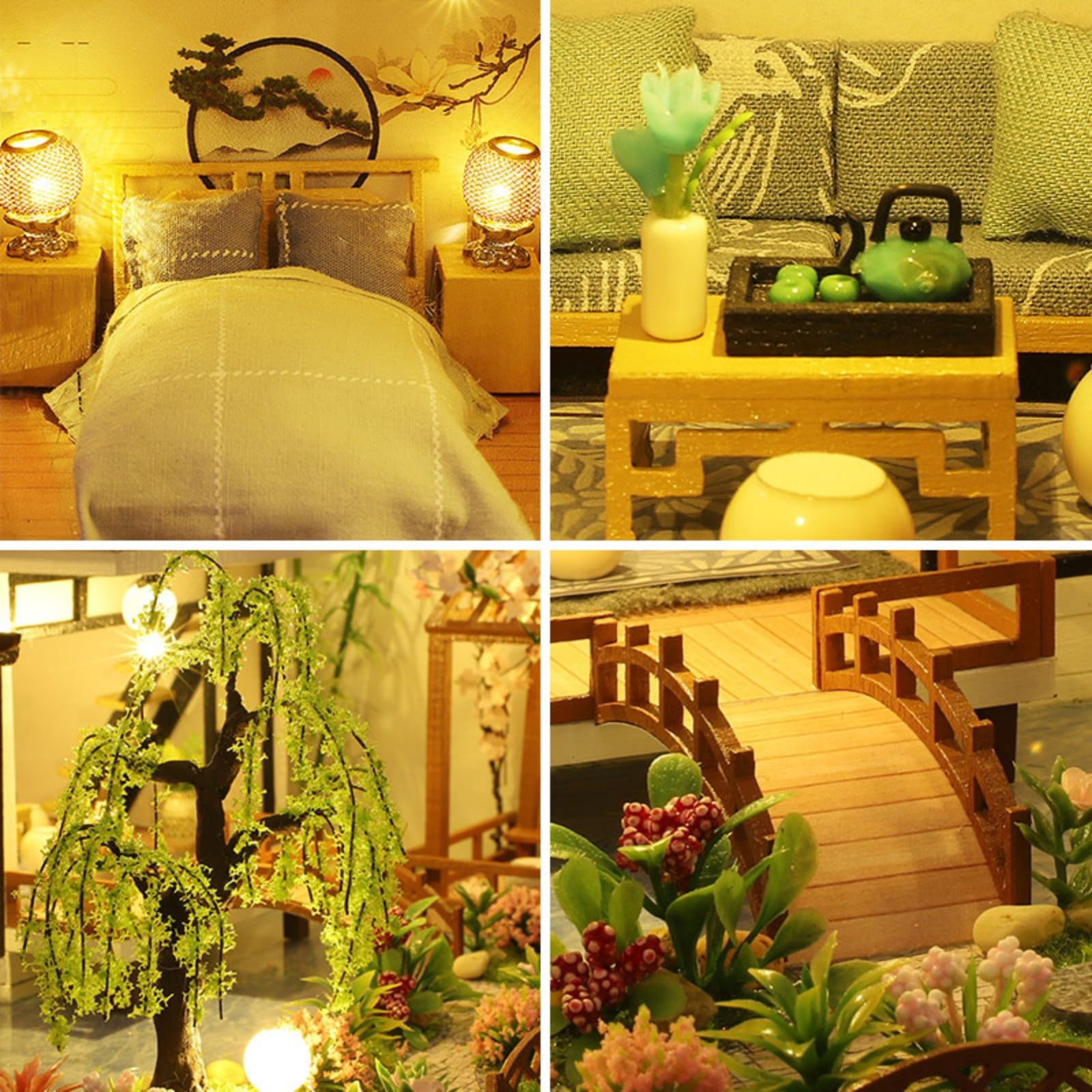 Kit fai da te per casa in miniatura, con LED e movimento musicale, kit fai da te in miniatura per casa delle bambole in legno per adulti e adolescenti, artigianato in legno, bella casa delle bambole,