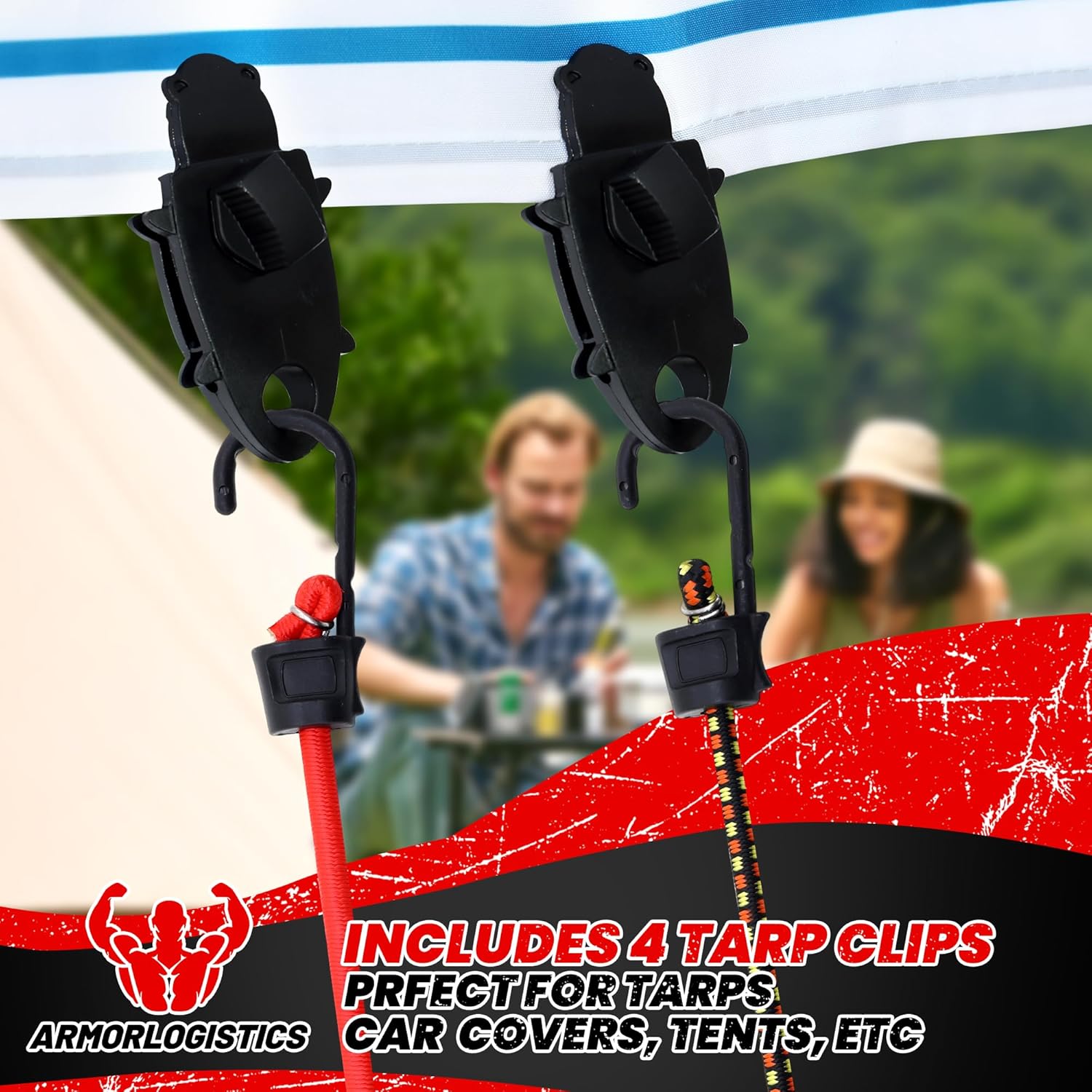 Bungee Cords with Hooks, Bungee Cords Heavy Duty Outdoor 30 pcs, 10", 18", 24", 32", 40" Bungee Cord with Metal Hook, Tarp Clips,Ball Bungees, Storage Jar