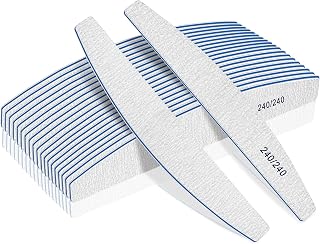 Nail Files, Nail File Professional 240/240 Grit, 12Pcs Nail Files for Natural Nails, Nails File Set Washable and Reusable, Emery Board for Nail Grooming and Styling Double-Sided