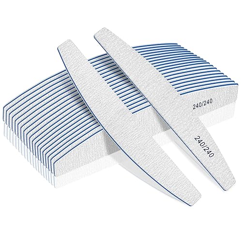 Professional Nail Files, 240/240 Grit - 12 Pcs, Double-Sided Emery Boards for Natural Nails, Washable and Reusable for Grooming and Styling - 240/240