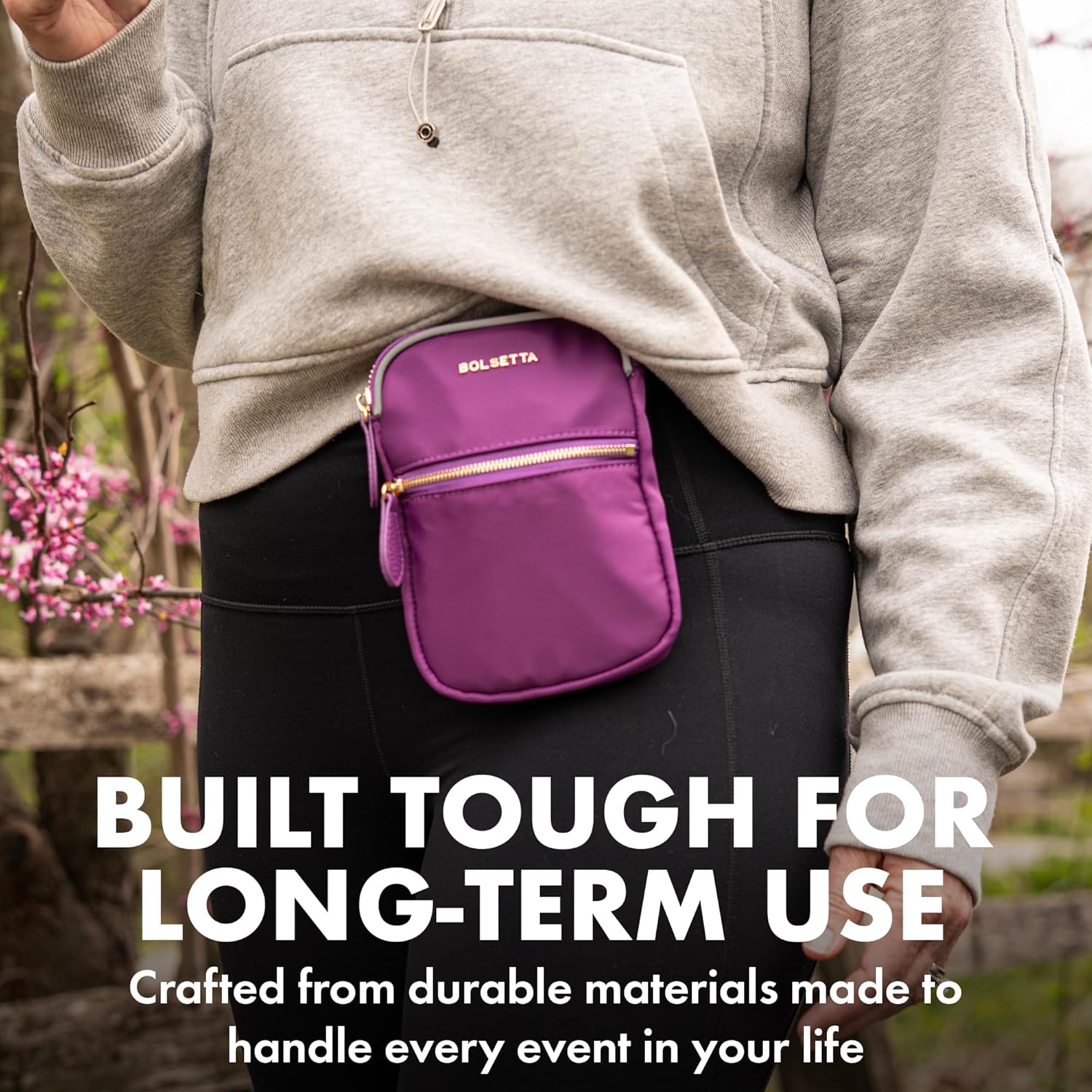 Magnetic Hip Pouch - RFID Blocking Pouch and Key Fob Protector - Zippered Pocket, Magnetic Snaplock Attachment - Lightweight Travel Wallet, Hip Bag for Concerts and Daily Errands - Purple