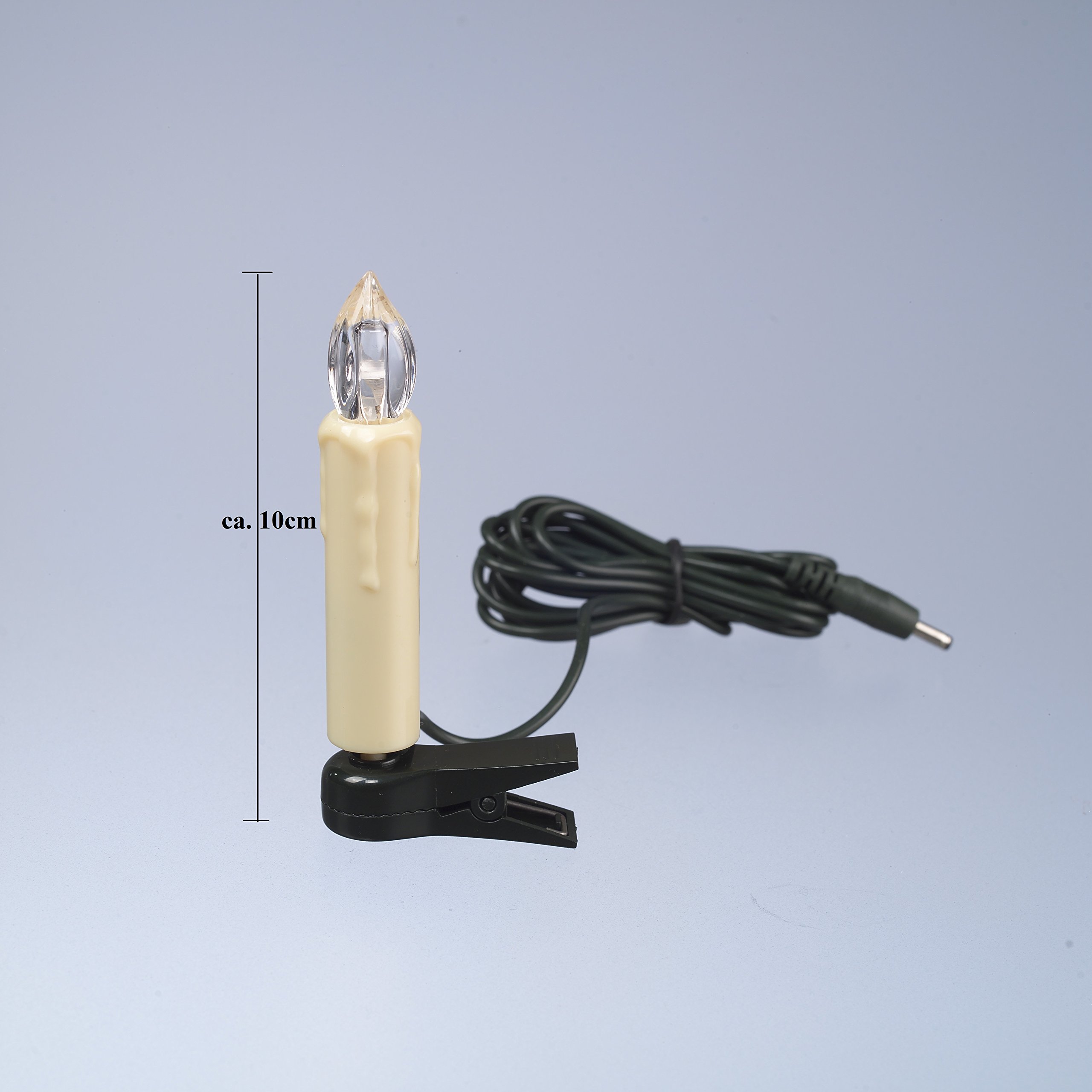 Trango 24-flammig LED-Christbaumkerzen 340146GO Weihnachtskerzen gelb-orange leuchtend – 24 LED-Kerzen mit Stecksystem Innenbereich – leuchtende Weihnachten