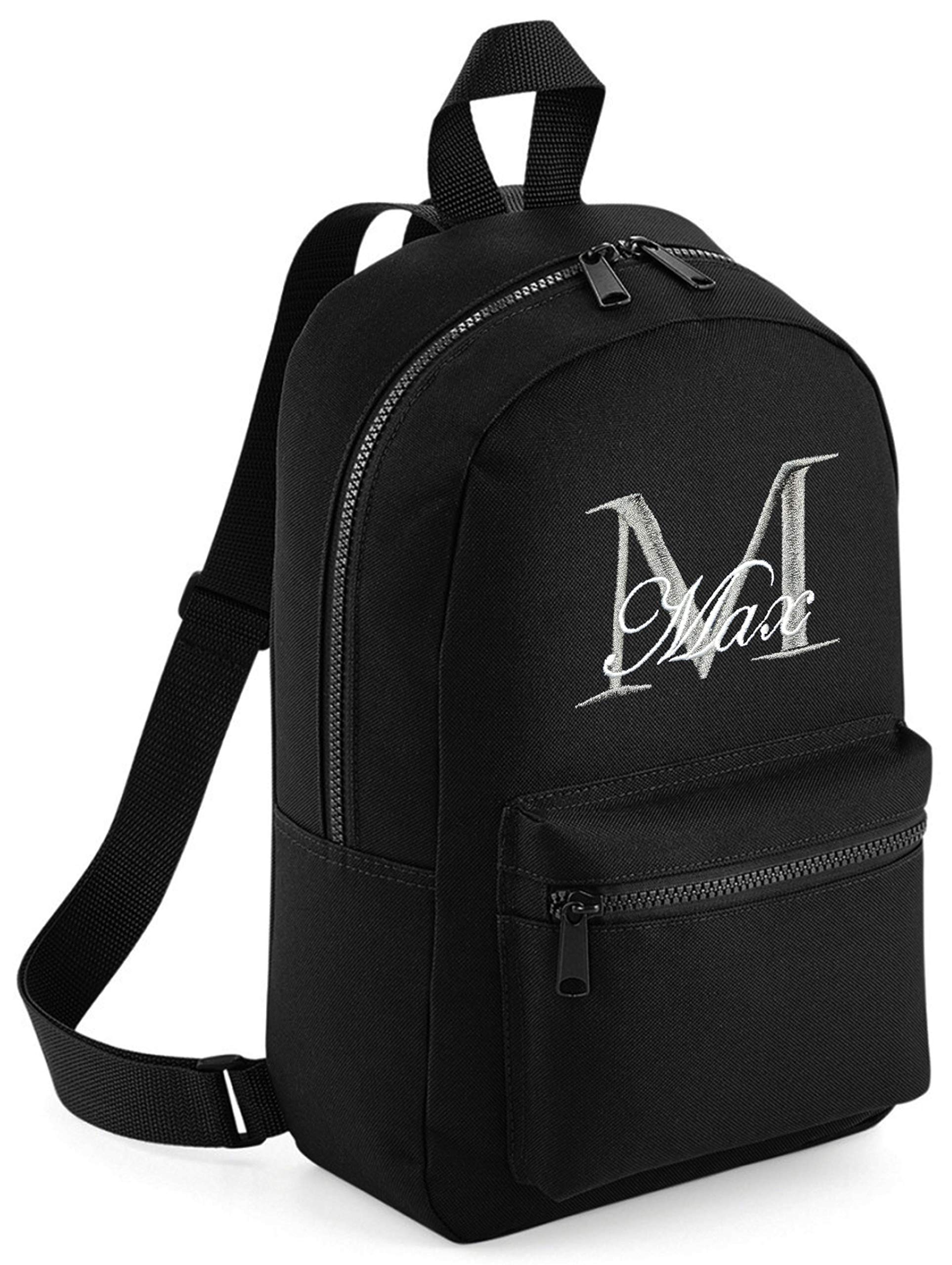 Ke Boys Black - With Name Personalised Girls Backpack Rucksack Bag Mini School Nursery Pe Any Name (Black - With Name)