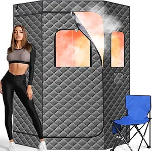 Upgraded Steam Sauna Box for Detoxification, Relaxation, Portable Steam Sauna for Home with 1200W 3L Steamer, 15 Levels, 3.8’ x 2.9’ x 5.6’, Grey