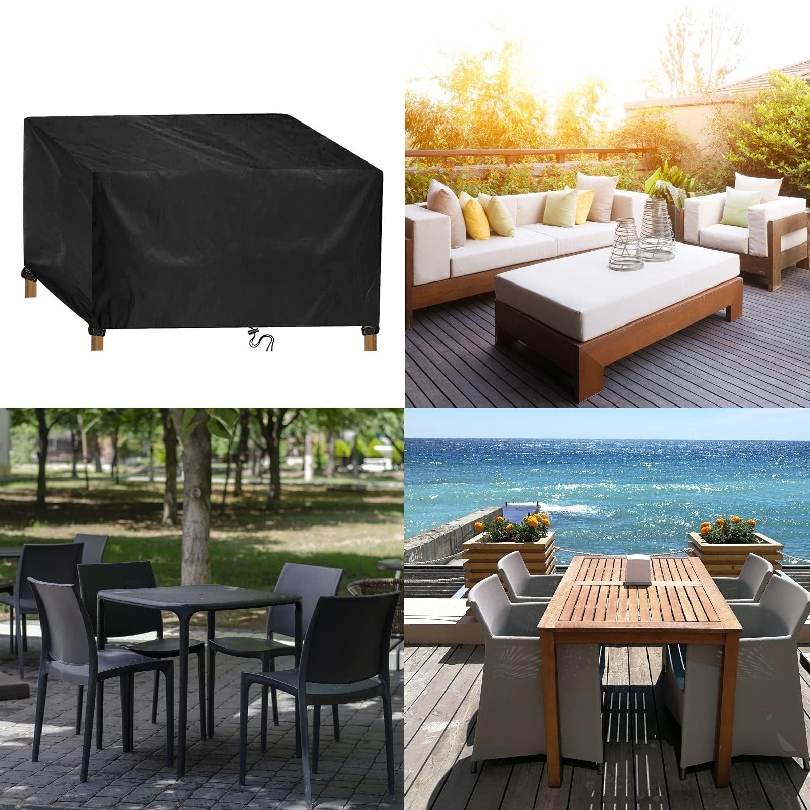 Abdeckung für Gartenmöbel 235x235x90cm 420D Oxford Schutzhülle für GartenTisch,Rechteckig Abdeckung für Gartenmöbel Winterfest