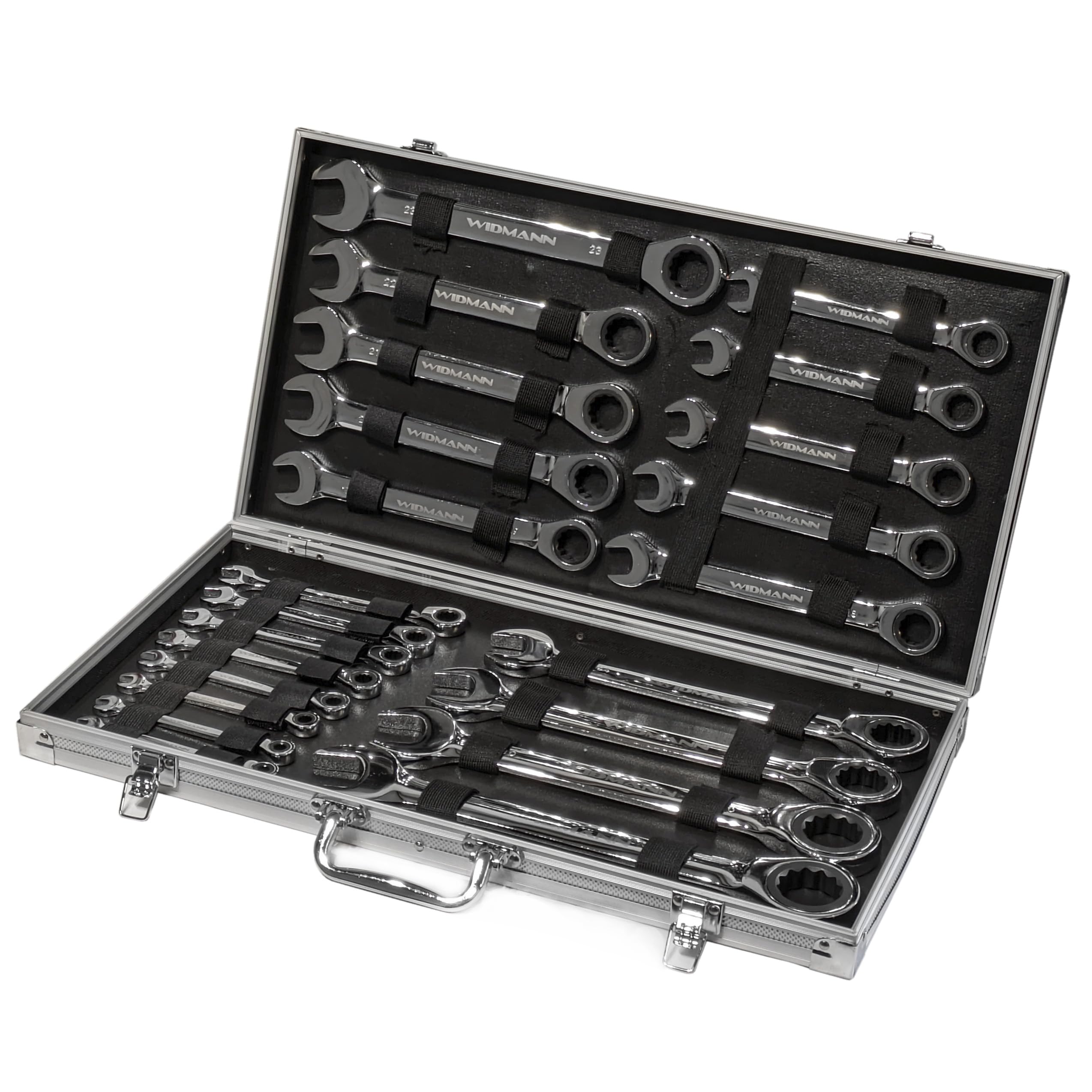 Widmann Professionelle Werkzeuge Chrome Widmann 22 Piece Ratchet Spanner Set Ring Spanner Combination Spanner Ratchet Spanner Set 6-32 Mm