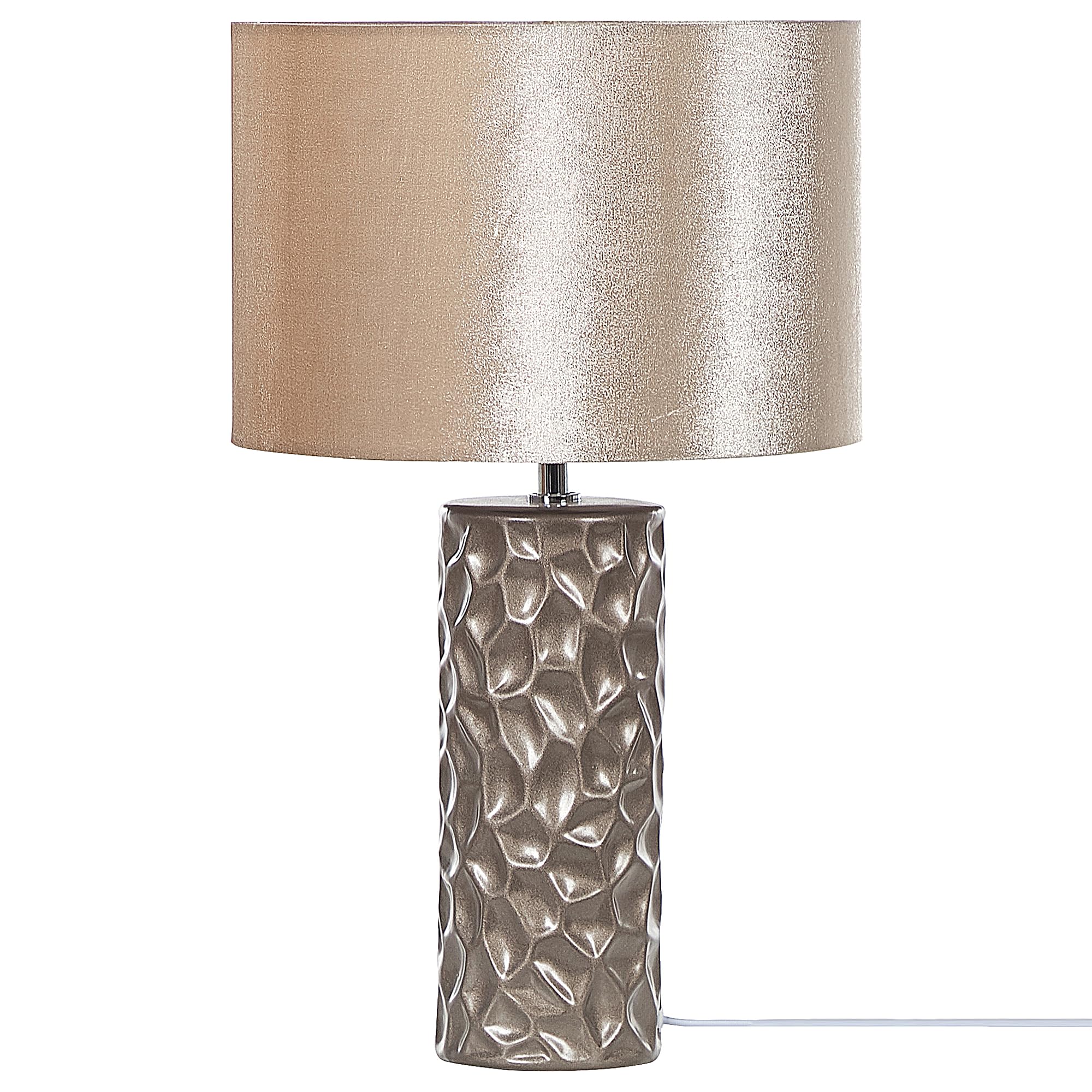 Beliani Tischlampe 50 cm Keramik geometrisch Schirm Samt gold Kabel mit Schalter Sankuru