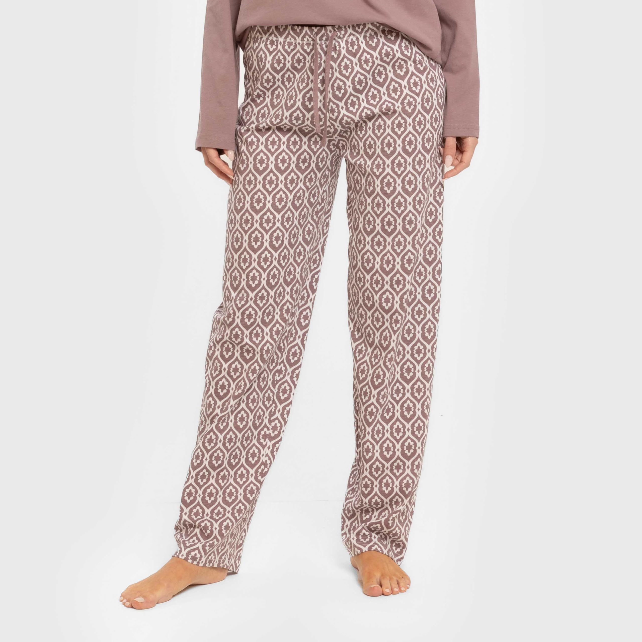 TRAMAS+ Pigiama Donna 100% Cotone, Pigiama Donna con Maglietta Manica Lunga e Pantalone Lungo, Pigiami da Donna, Pigiama 2 Pezzi Donna