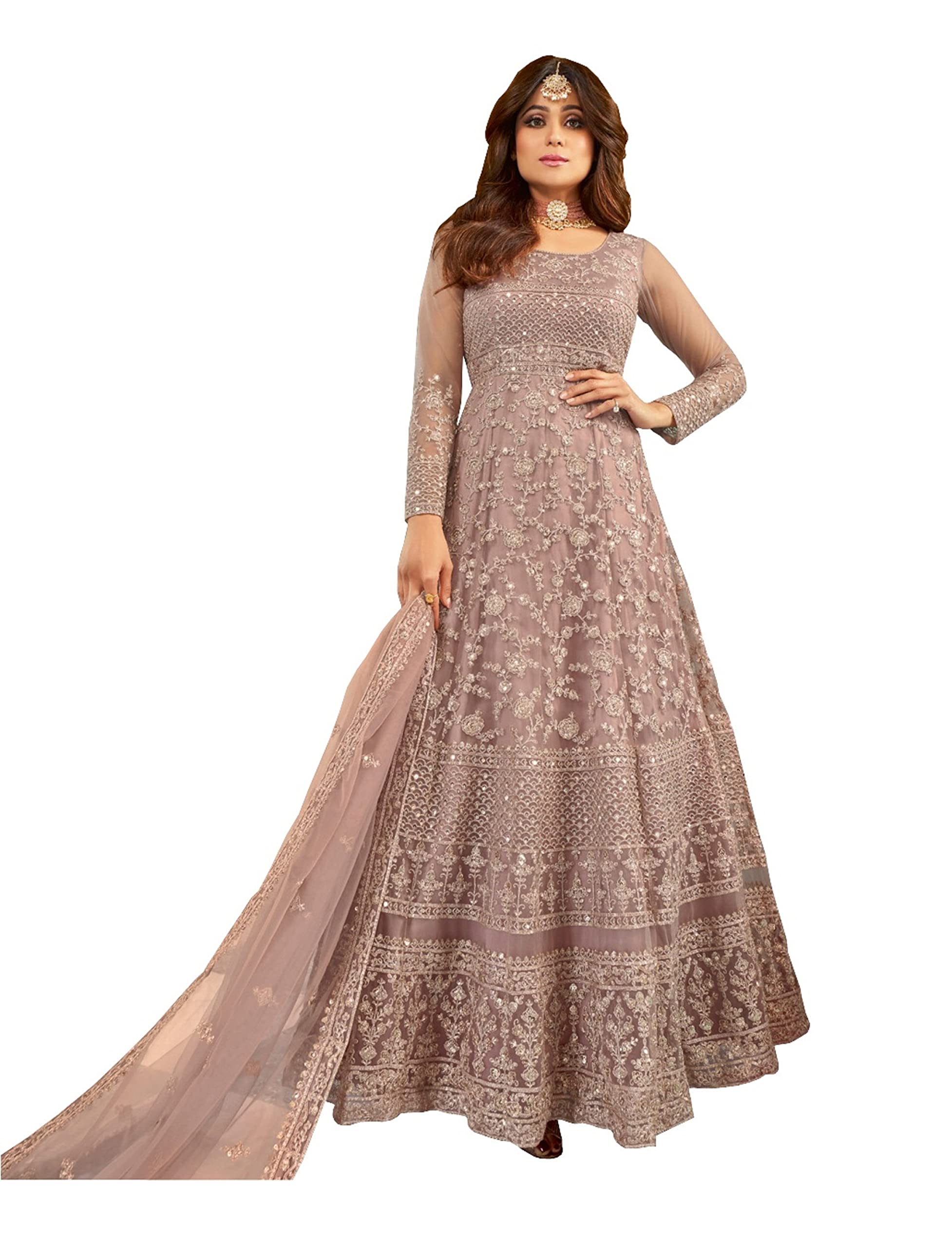 STELLACOUTURE Womens indian traditional full length heavy embroidered ethnic salwar suit with dupatta 2318-O