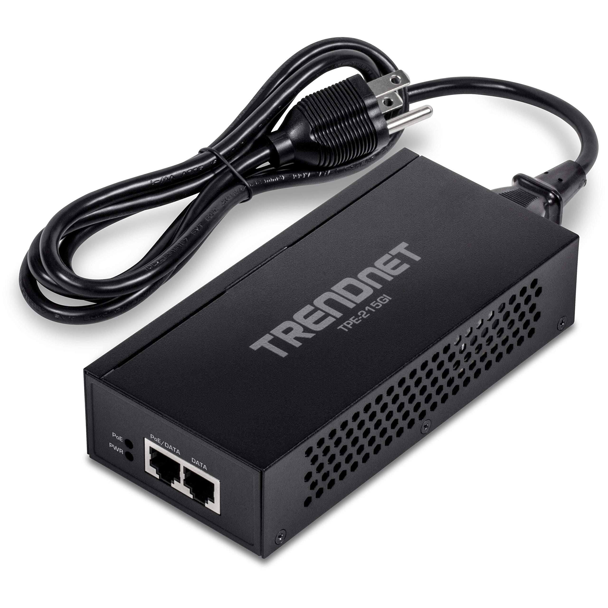 TRENDnet Wtryskiwacz 2,5 G TPE-215GI konwertuje port inny niż PoE na PoE+ zgodny z 2,5 GBASE-T, zintegrowany zasilacz, sieć i urządzenie do 100 m