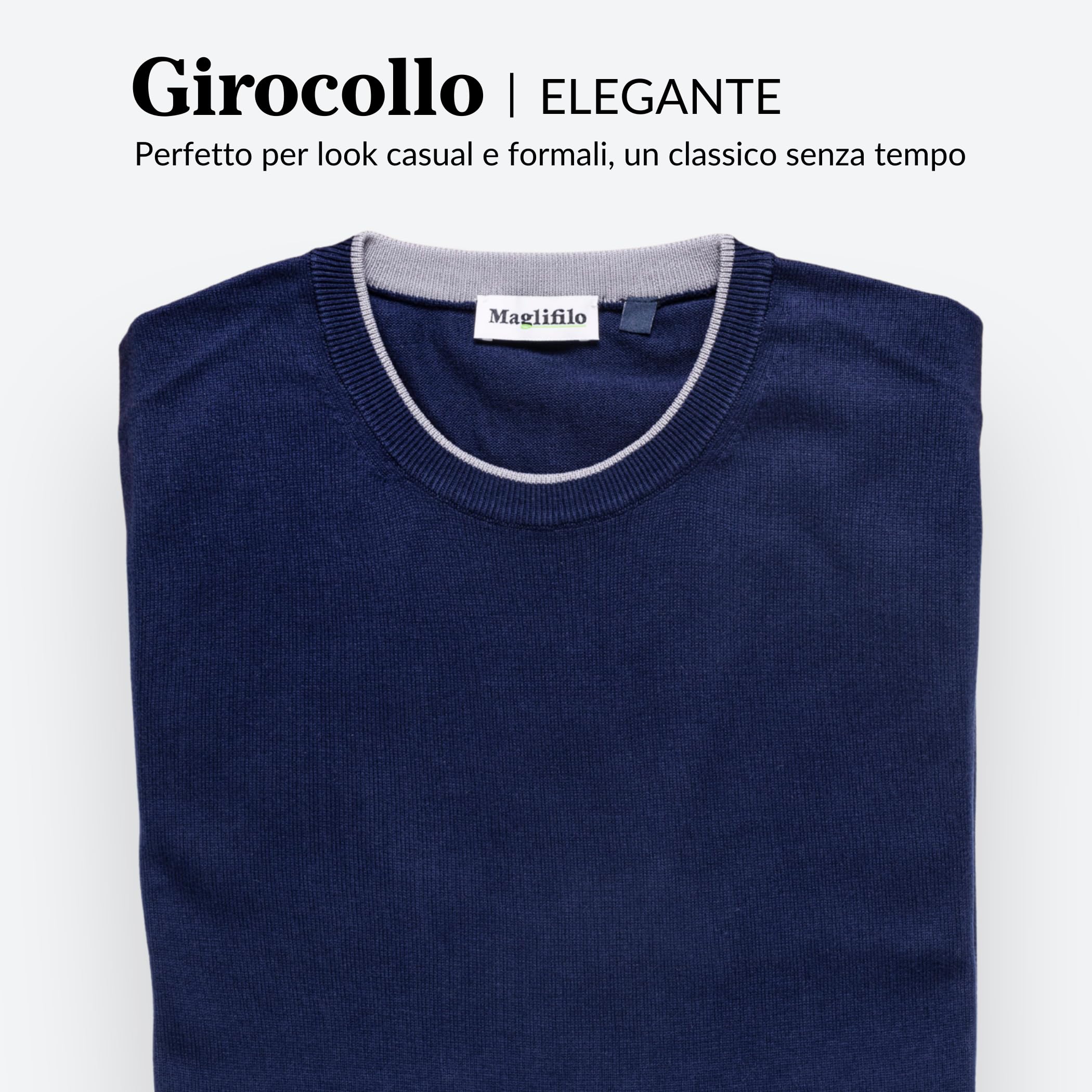 Maglione Cotone Uomo Manica Lunga – Girocollo Classico | 100% Cotone con Profilo, Morbido e Traspirante, Stile Versatile ed Elegante – Made in Italy – Idea Regalo con Scatola Inclusa