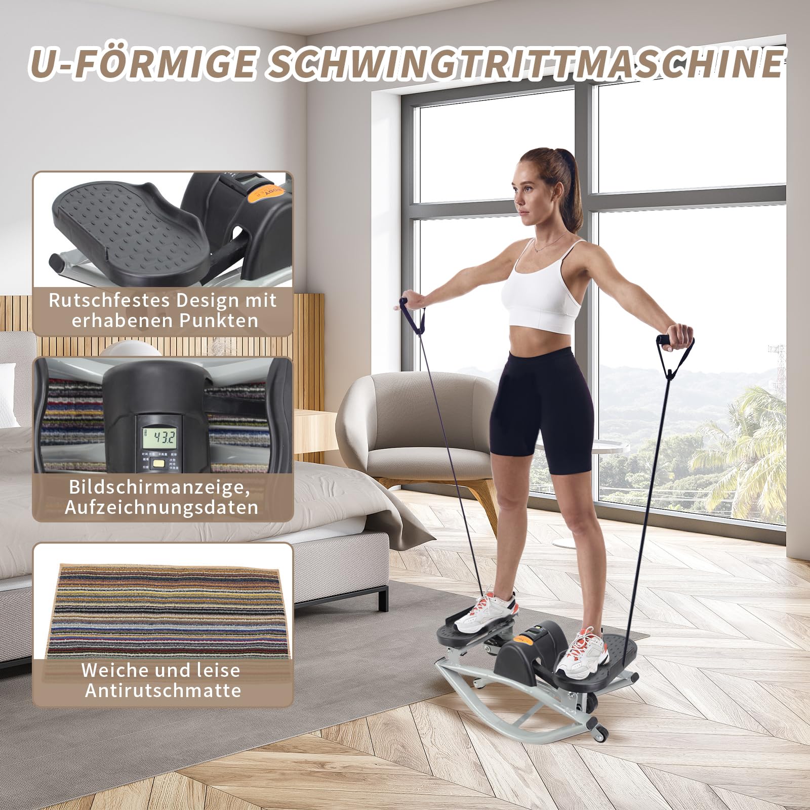 Rock Stepper, Step Rocker seitlich, Seitlich schwingender Fitness-Stepper Heimtrainingsgerät, Fitnessgerät geeignet für Zuhause, Wohnung und Studentenwohnheim