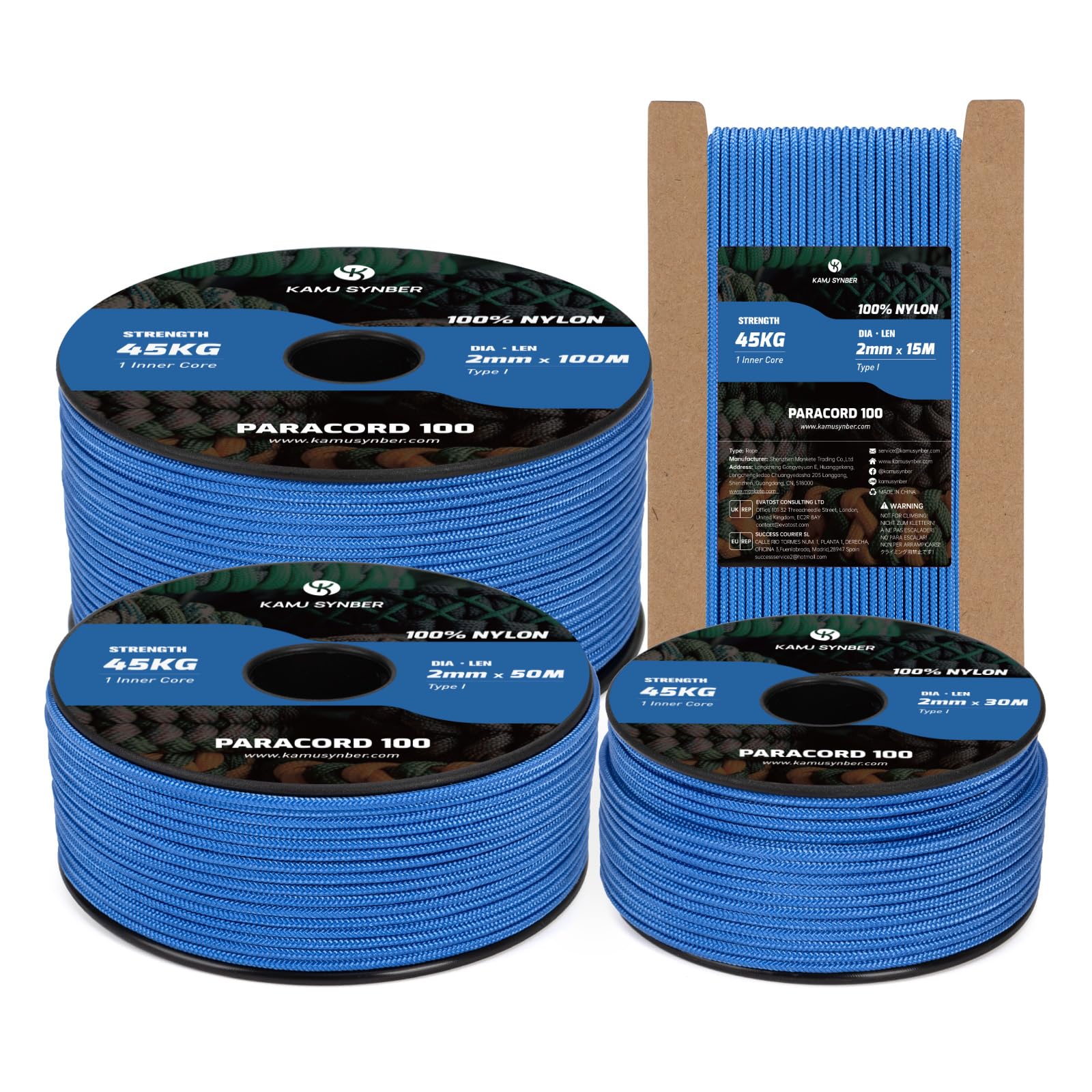 Kamu Synber 2mm Paracord 15M Nylon Rope 1 Strand Type I Cord