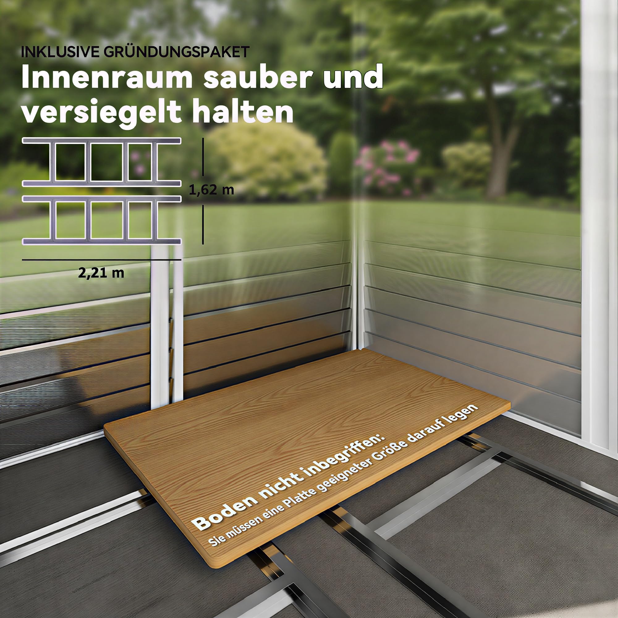Outsunny Gerätehaus 4,4 m², Gartenhaus mit Pultdach, Schiebetür, Fundament, 240 x 206 x 198 cm, Verzinkter Stahl, wetterfest