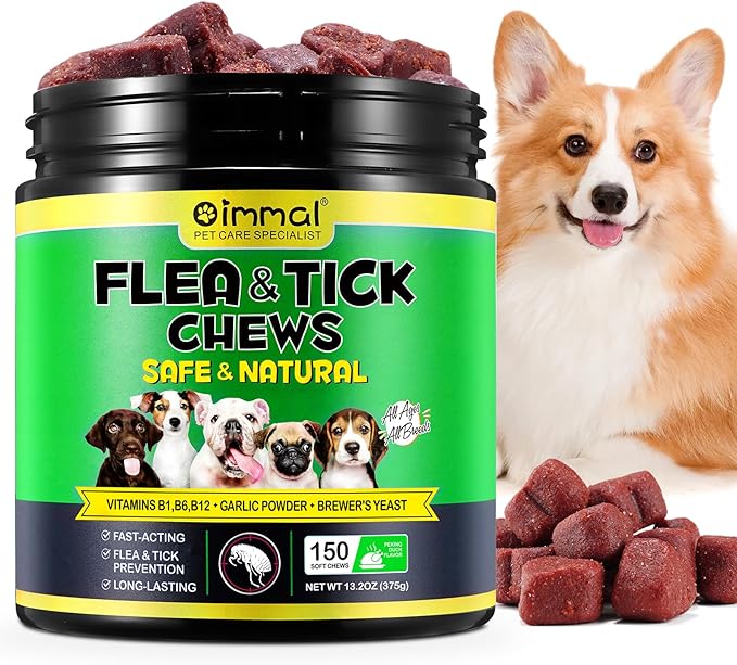 150pcs Flea and Tick Prevention for Dogs Chewables,Natural Flea and