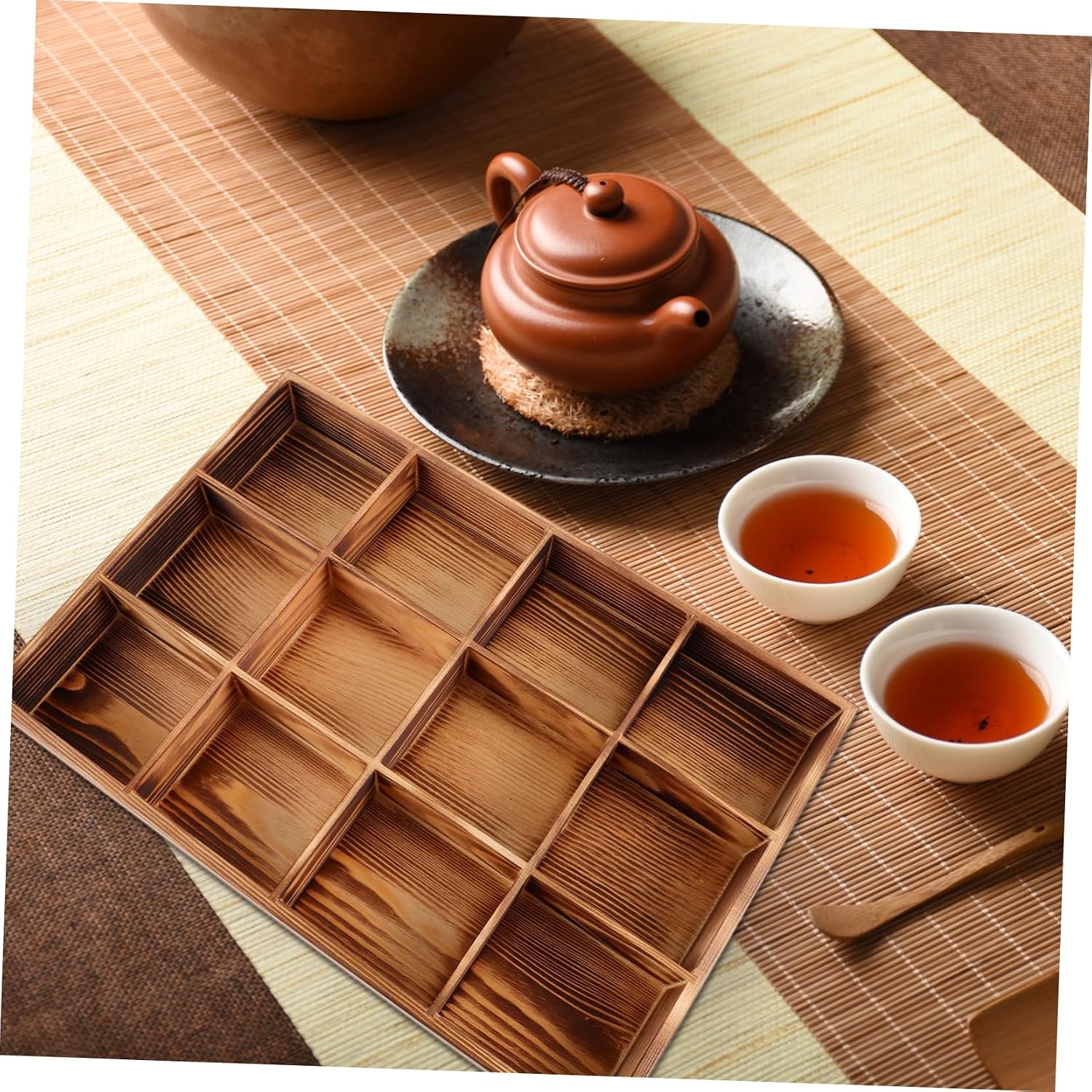 12grid Wooden Tea Bag Holder Storage Box Tea Organizer for Snack Packets