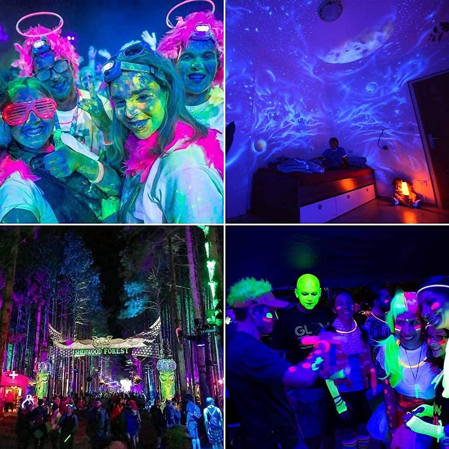 Eleganted 365nm Luz Negra Ultravioleta,100W Foco LED UV IP66 Impermeable Luces Ultravioleta para Fluorescente Pintura,Pinta Corporal,Halloween,GLOW Fiesta,Neón,DJ