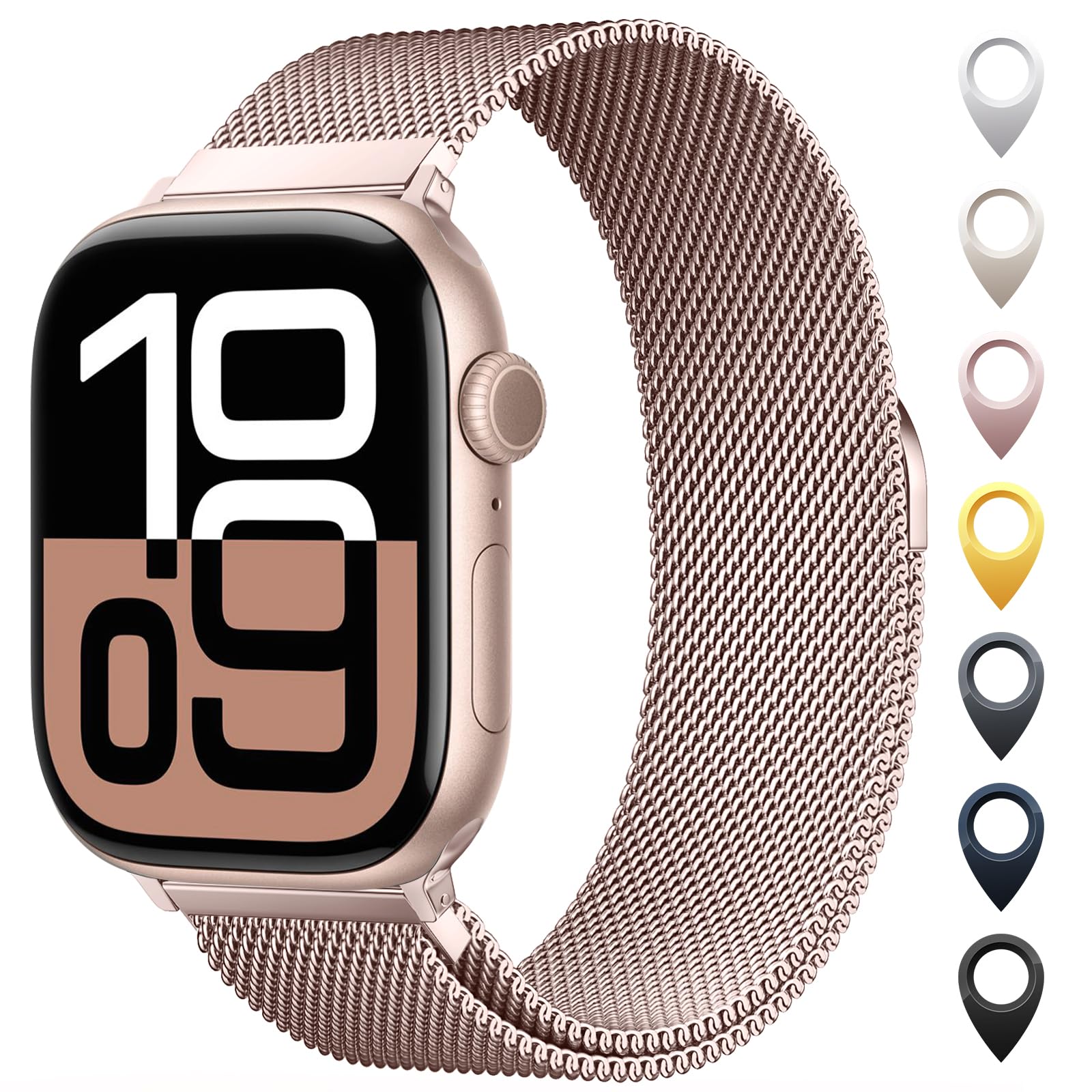 Original Stainless Steel Mesh Loop Compatible with Apple Watch 38mm 40mm 41mm 42mm 44mm 45mm 46mm 49mm Women Men, Magnetic Clasp Replacement for iWatch Bands Series 11 10 9 8 7 6 5 4 Ultra SE 3 2 1