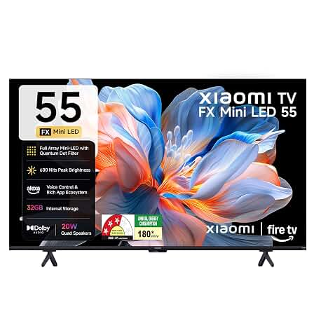 Xiaomi (139 cm) 55 inch Smartchoice FX 4K QD-Mini LED Smart | Full Array Local Dimming | HDR10+ | 120Hz DLG Game Booster | Fire TV | L55MC-FSMIN