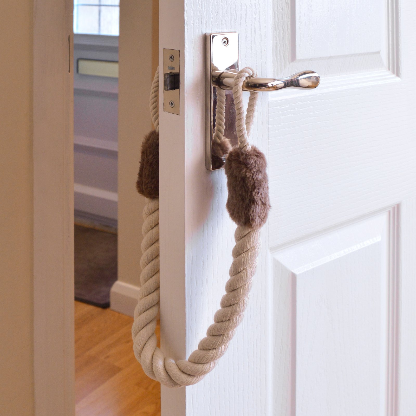Great Ideas By Post Saddle Brown Doorstop Rope Set Of 2 Fits To Door Handles Stops Doors Slamming Shut