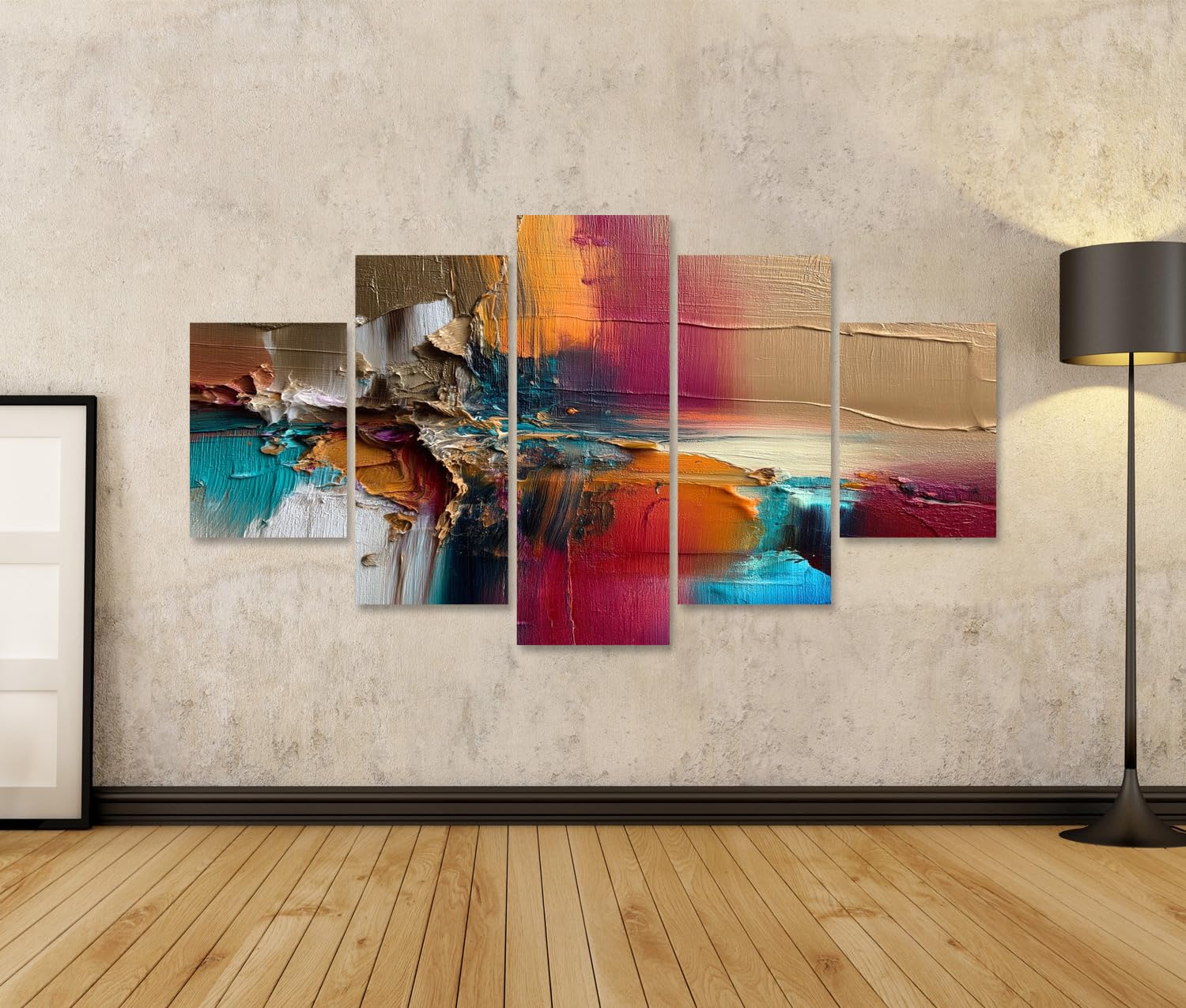 islandburner Bild auf Leinwand Faszinierende Farbexplosion Acryl-Kunstdruck Wohnzimmer für Kunstliebhaber - 5-teilig