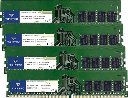Timetec Hynix - Kit original de 32 GB (4 x 8 GB) DDR4 3200 MHz PC4-25600 sin búfer ECC 1.2V CL22 1Rx8 Rango único 288 pines UDIMM actualización del