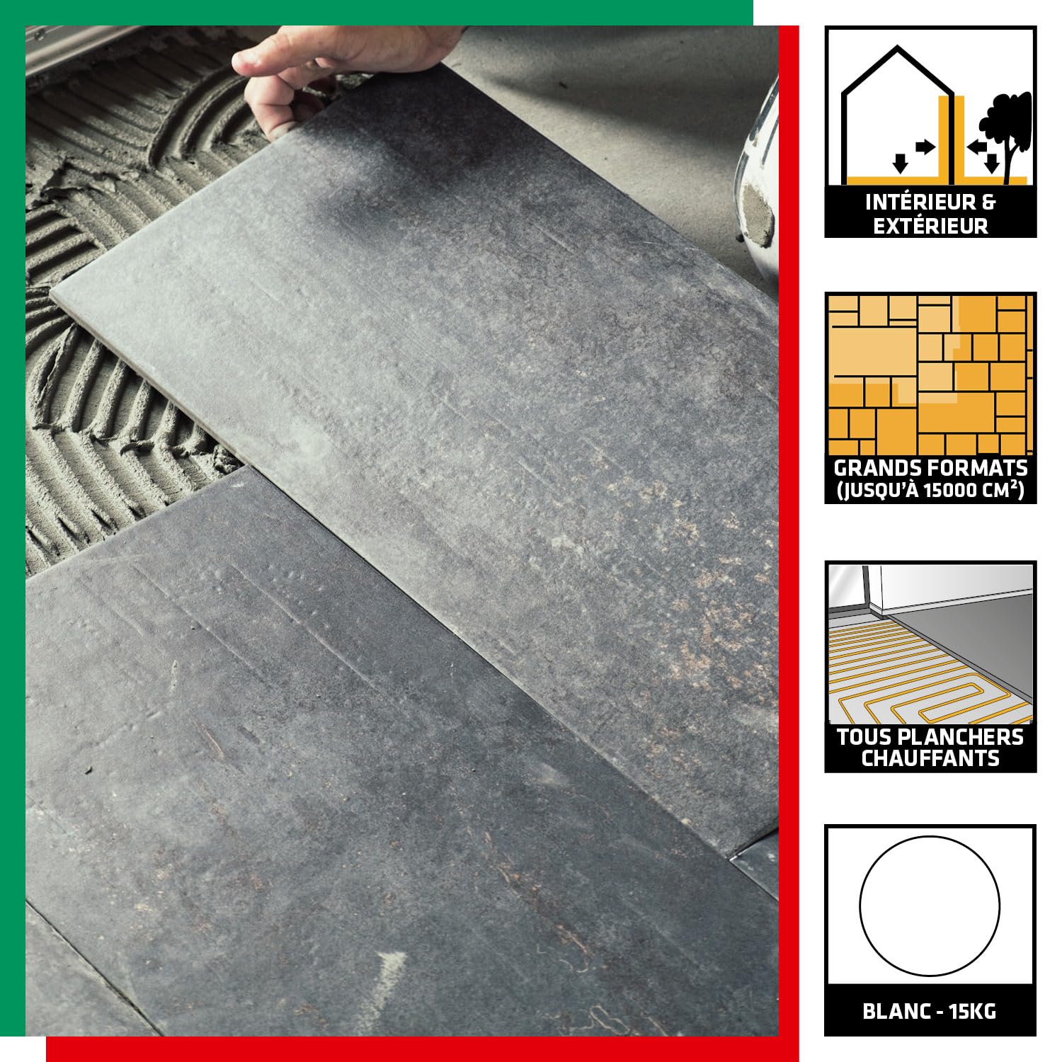PAREXLANKO - Colle carrelage allégé - 5074 PROLICRÈME - Blanc - 15kg | Polyvalente murs, sols et façades - Grands carreaux - Compatible plancher chauffant - Intérieur/extérieur