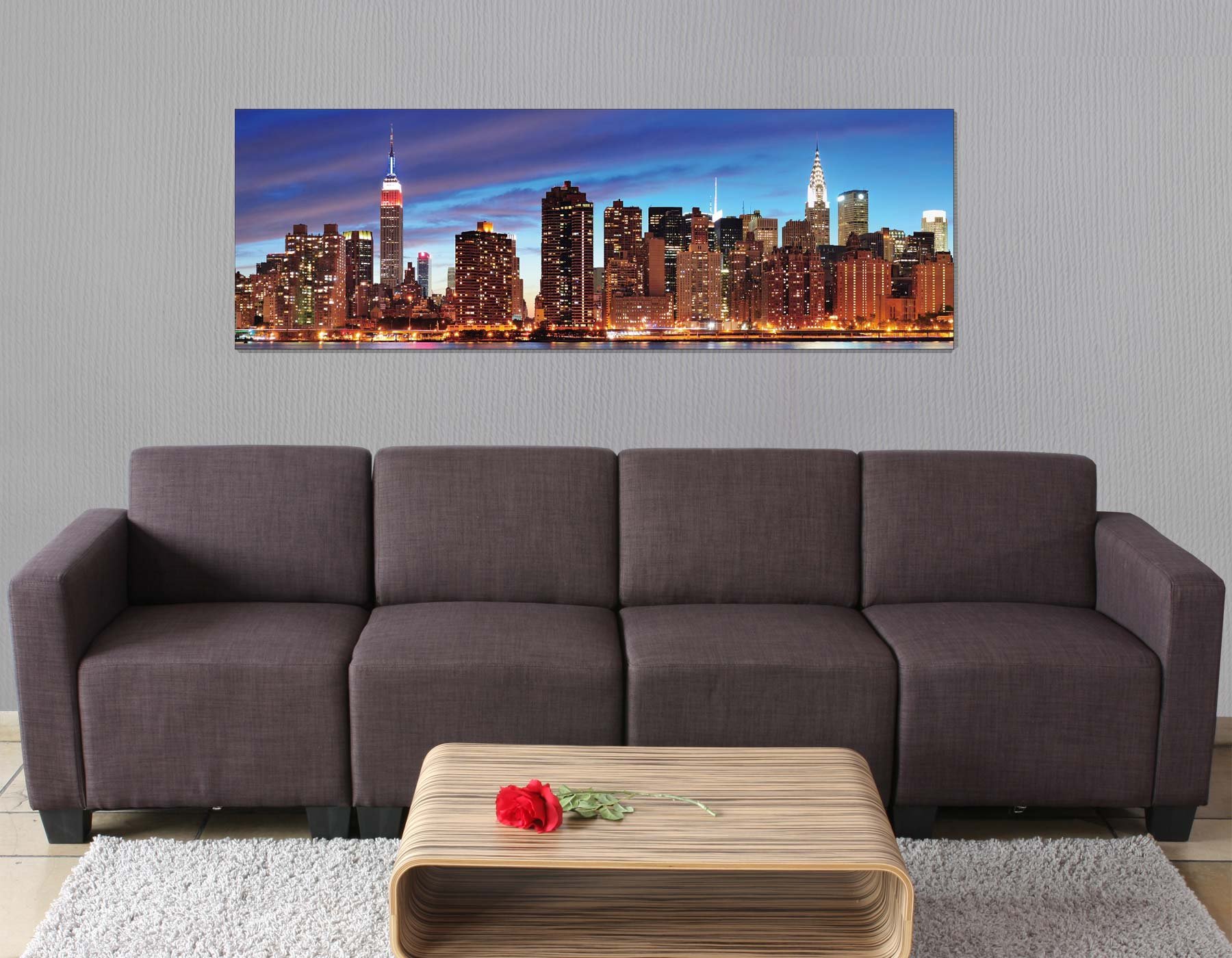 Mendler LED-Bild Leinwandbild 120x40cm New York flackernd Timer