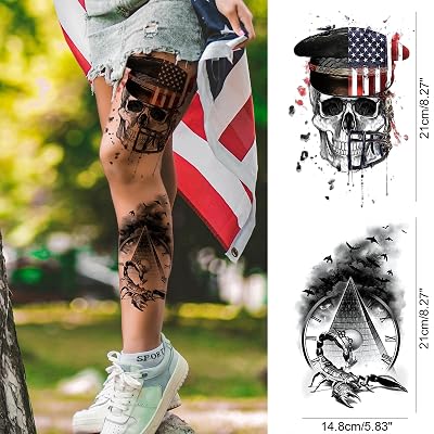 Tatuajes Temporales Bandera USA - Juego De 4, Impermeables, Duran Hasta 1 Semana
