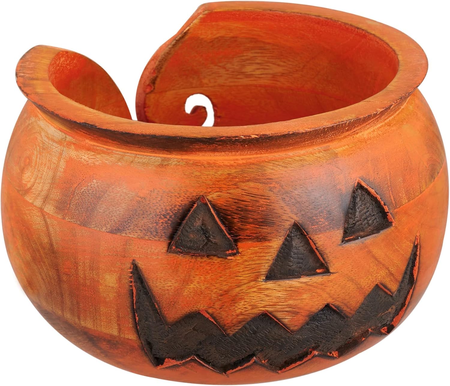 Halloween Decorations Wooden Yarn Bowl Knitting Bowl Large Crochet Yarn Holder YBPMNW Handmade Crocheting Accessories and Supplies Organizer 7 x 4"