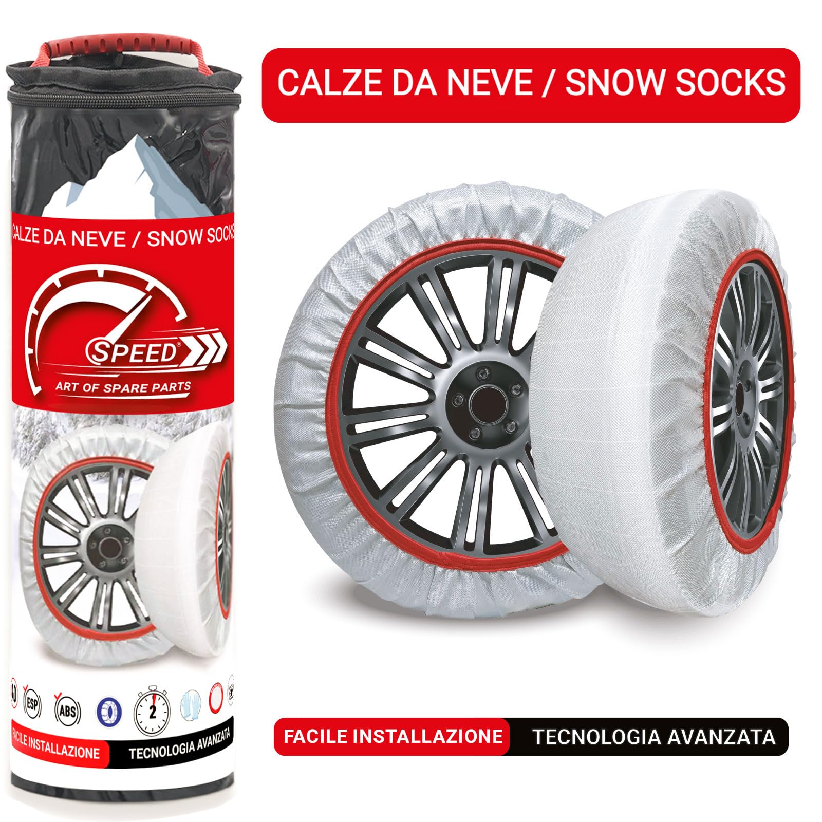 Speed Calze da Neve OMOLOGATE EN 16662-1 per Pneumatici GOMME 215/50 R 18