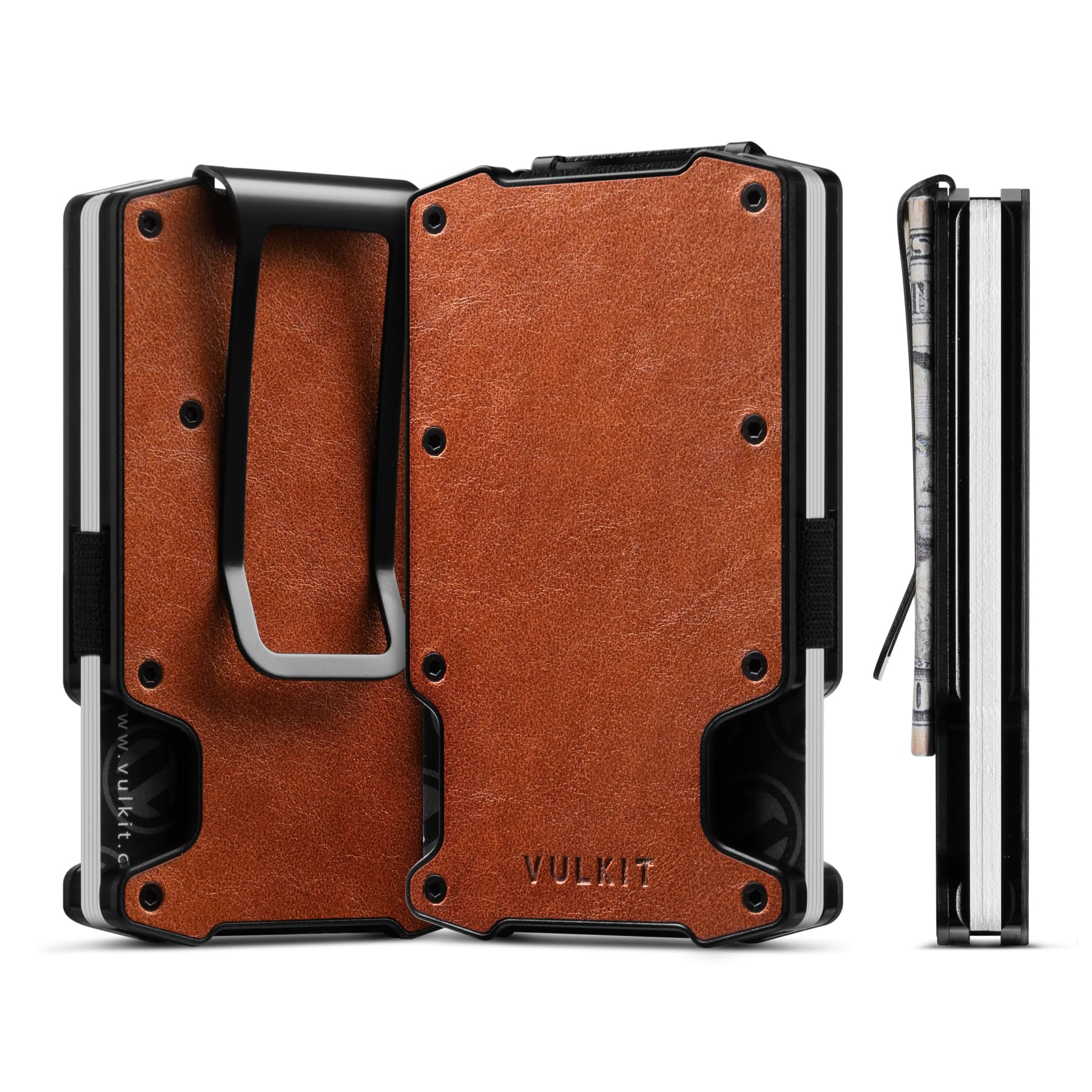 VULKIT Wallet for Men Slim Wallet with Money Clip, RFID Blocking Metal Wallet, Card Holder Mens for 15+ Cards