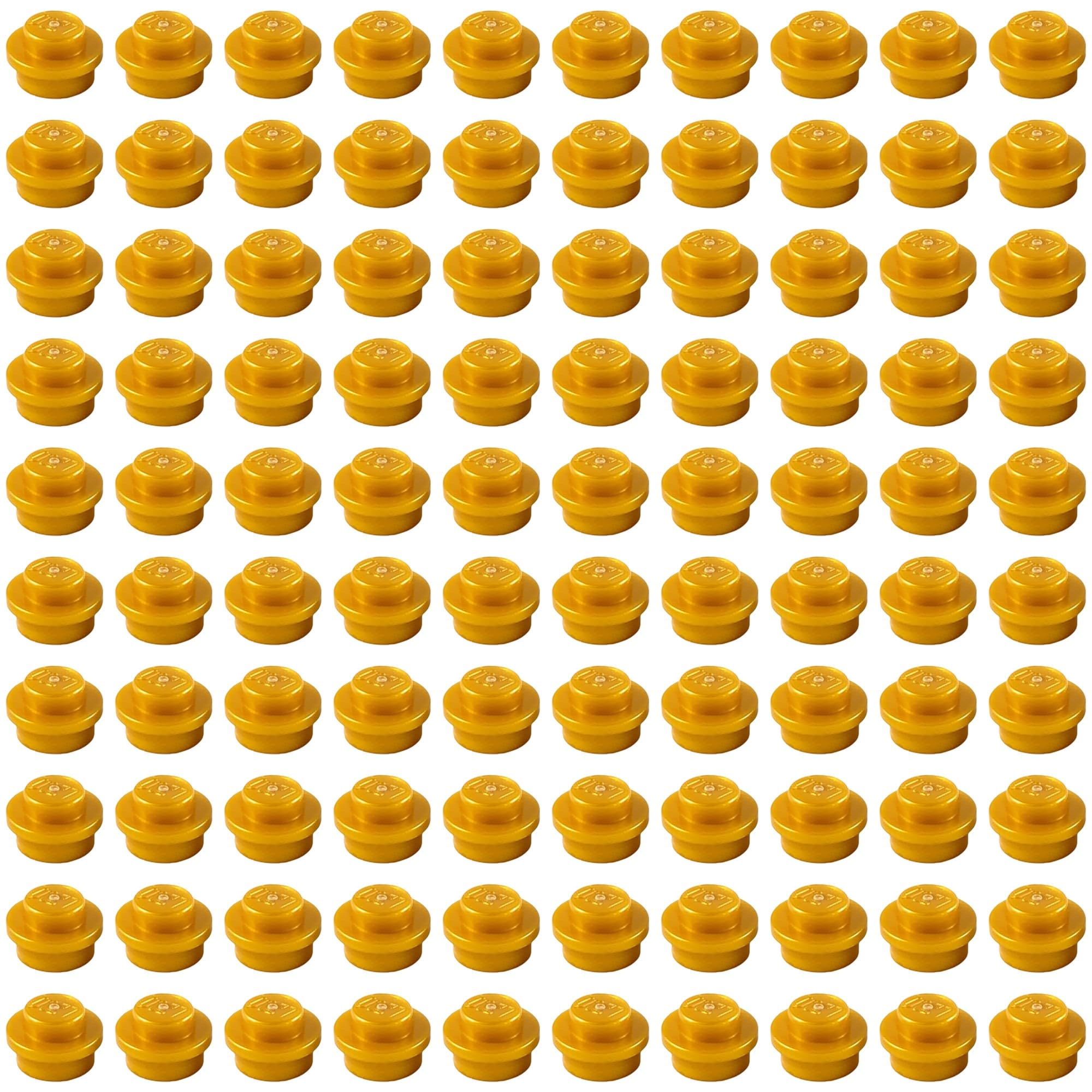 LEGO Plate, Round 1 x 1, Part 4073 (Pearl Gold, 100, Bricks)