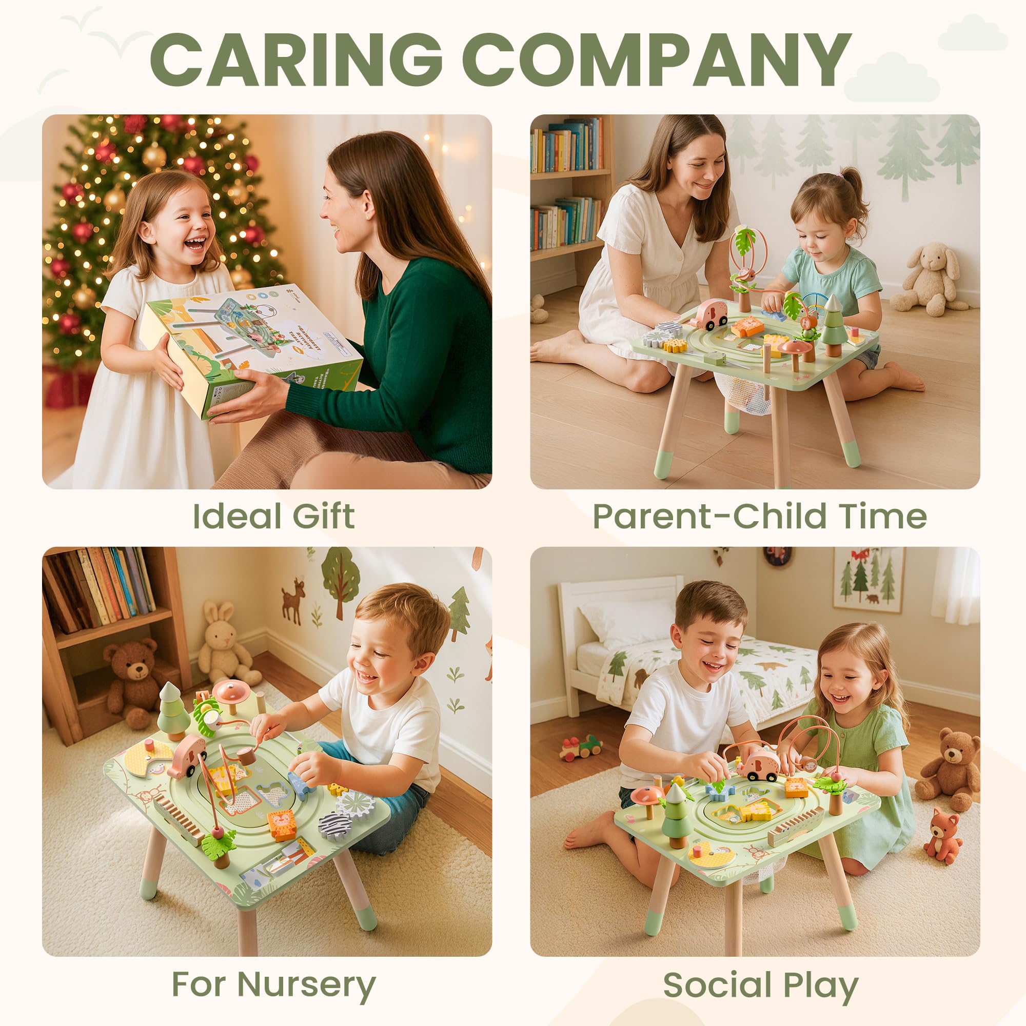 ROBUD Montessori Aktivitätstisch aus Holz, 10-in-1 Lernspielzeug für Kinder ab 18 Monaten, Eburtstag Weihnachten Geschenk