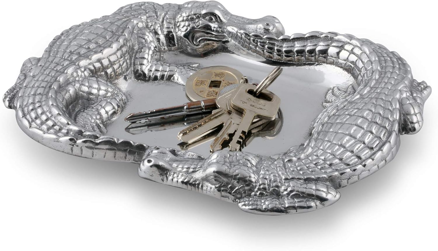 Oval Metallic Aluminum Alligator Catchall Tray