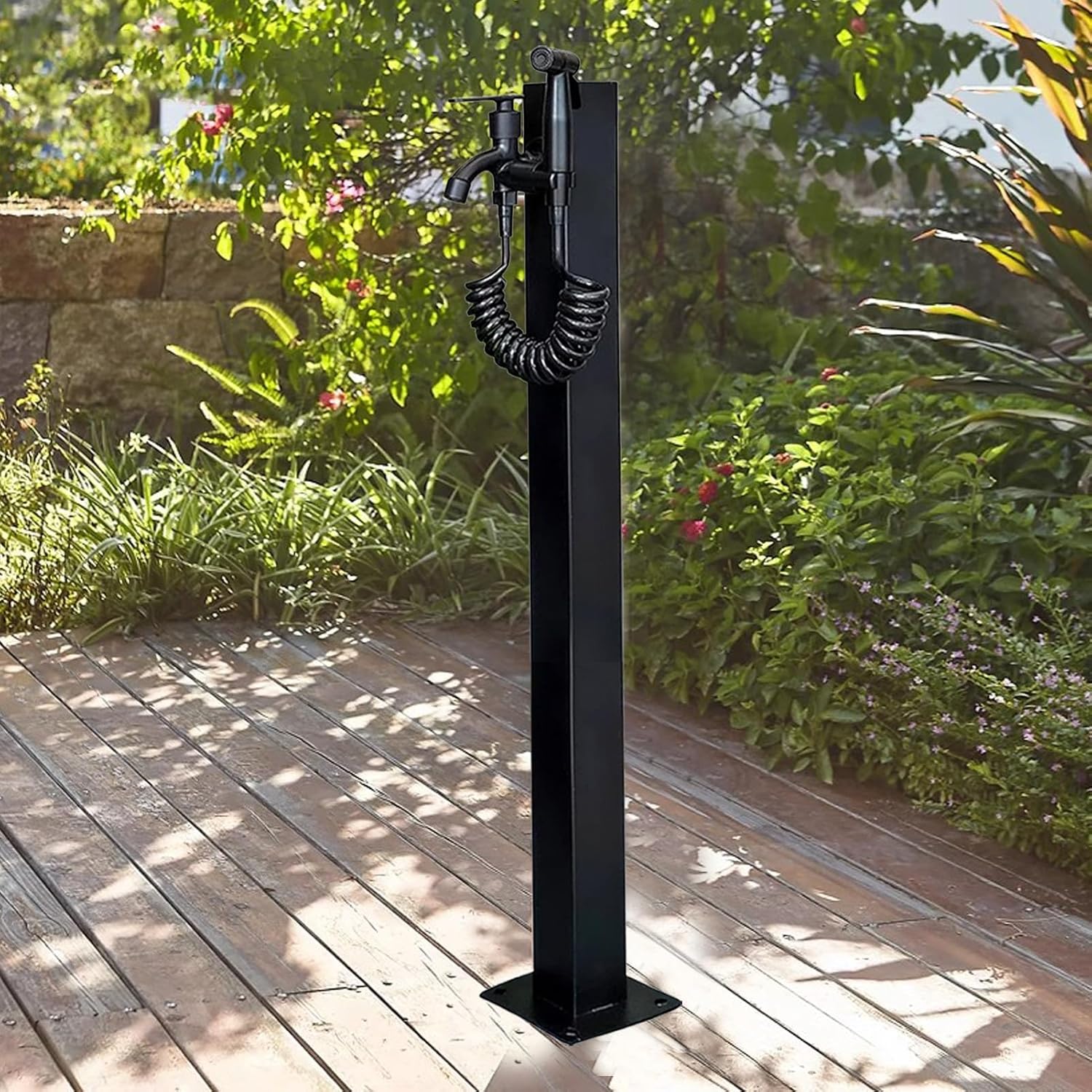 Stainless Steel Outdoor Garden Water Column, Freestanding Hose Stand with Faucet, Floor Mount Water Tap Antifreeze Fauce Water Dispenser Hydrant(Height:95cm/37.4in)