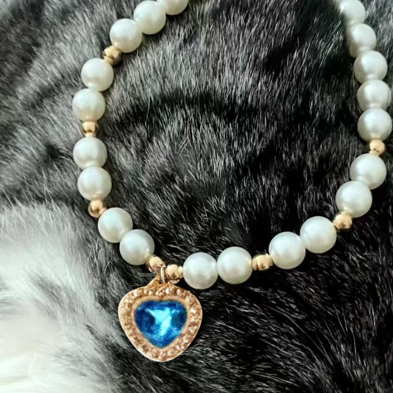 Amazon | 猫首輪 猫の首輪 ペットパールカラー ペット 犬の真珠