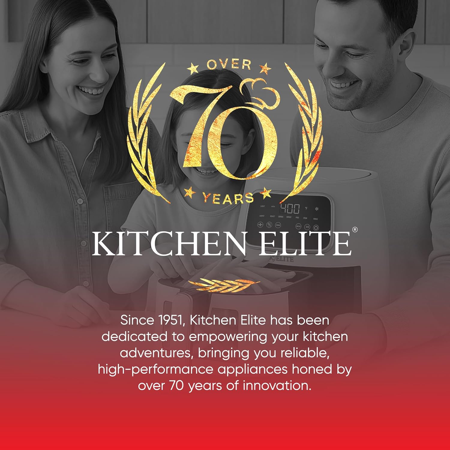Kitchen Elite 5.5 Qt. Digital Air Fryer, Countertop Cooker with LED Screen, Presets for Air Fry, Roast, Dehydrate, Defrost and Reheat, Pink