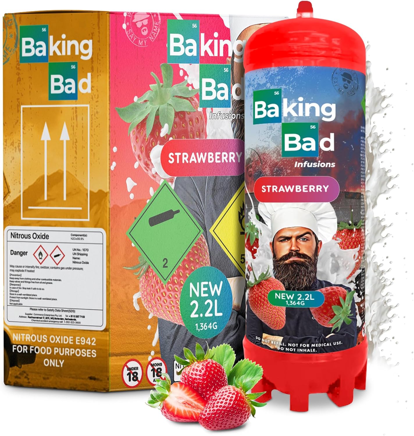 Baking Bad Whipped Cream Charger Tank, Nitrous Oxide 2.2L