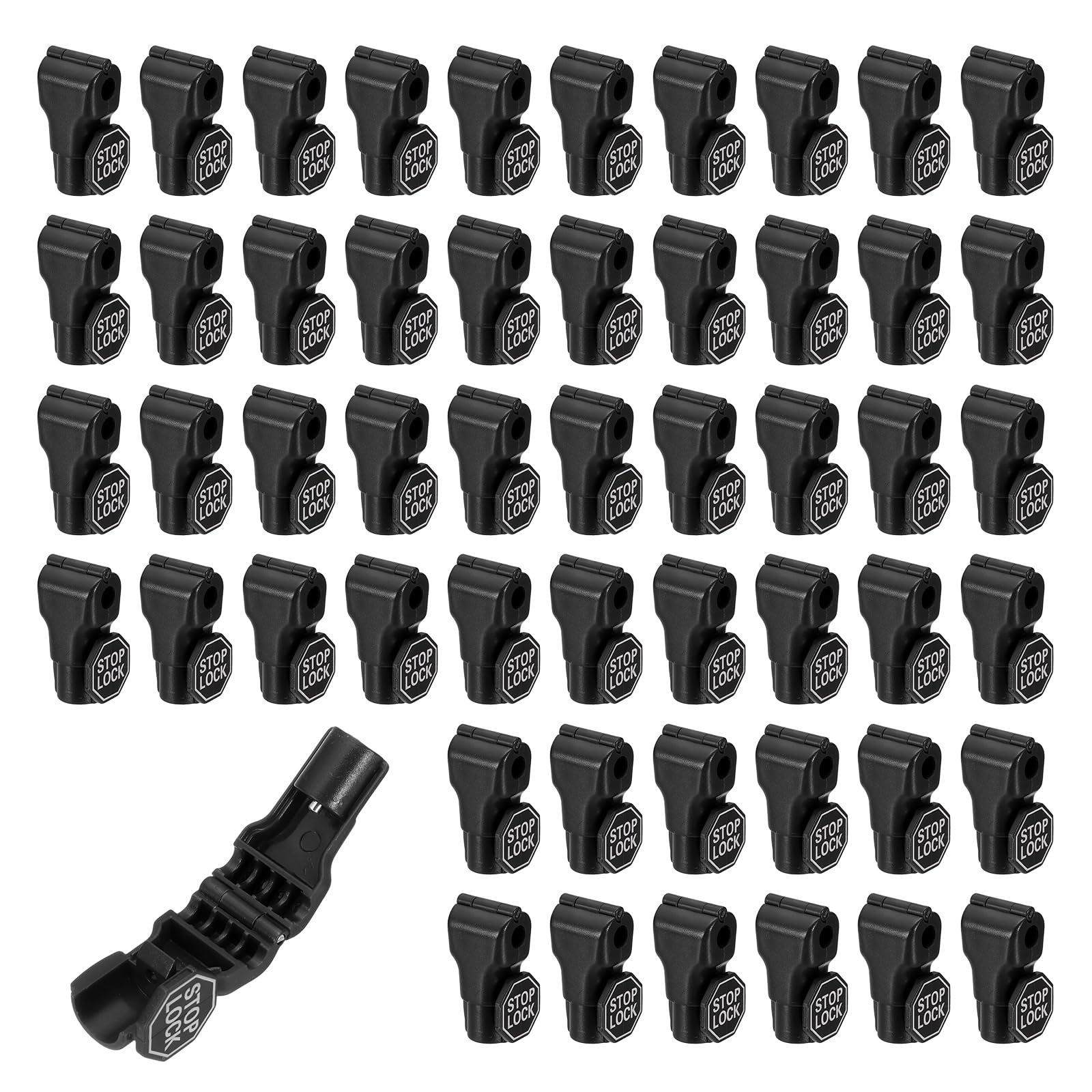 PATIKIL Hook Locks Stop Locks, (6mm, Black) (100 Pcs), Plastic Magnet Security Hook with Stop-Lock Sign, Suit for - Retail Store/Supermarket/Shopping Center