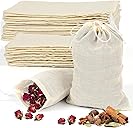 Reusable Muslin Tea Bags: 200-mesh Cotton Sachet Bags with Drawstring Boil-Safe for Cooking Soup - 30pcs 3 * 4in & 4 * 6in Spice Bags for Bathing Unbleached