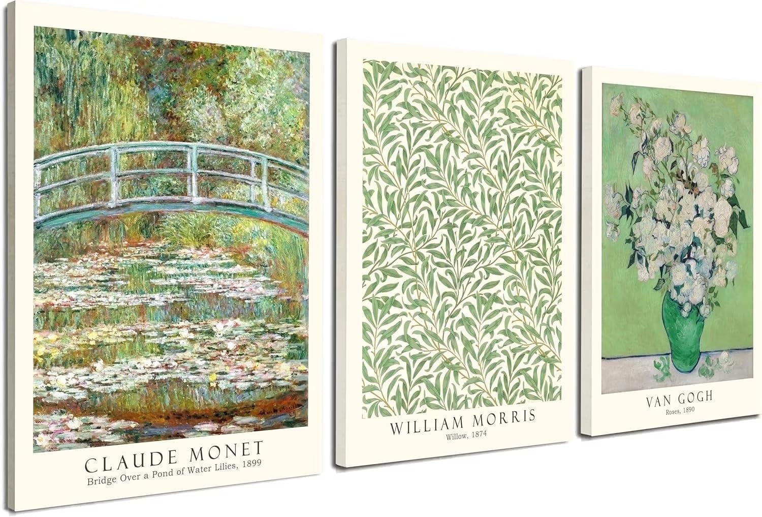 Cuadro de pared Matisse Grass de 3 piezas, arte moderno de mediados de siglo, para sala de estar (60x80cm x 3/con marco)