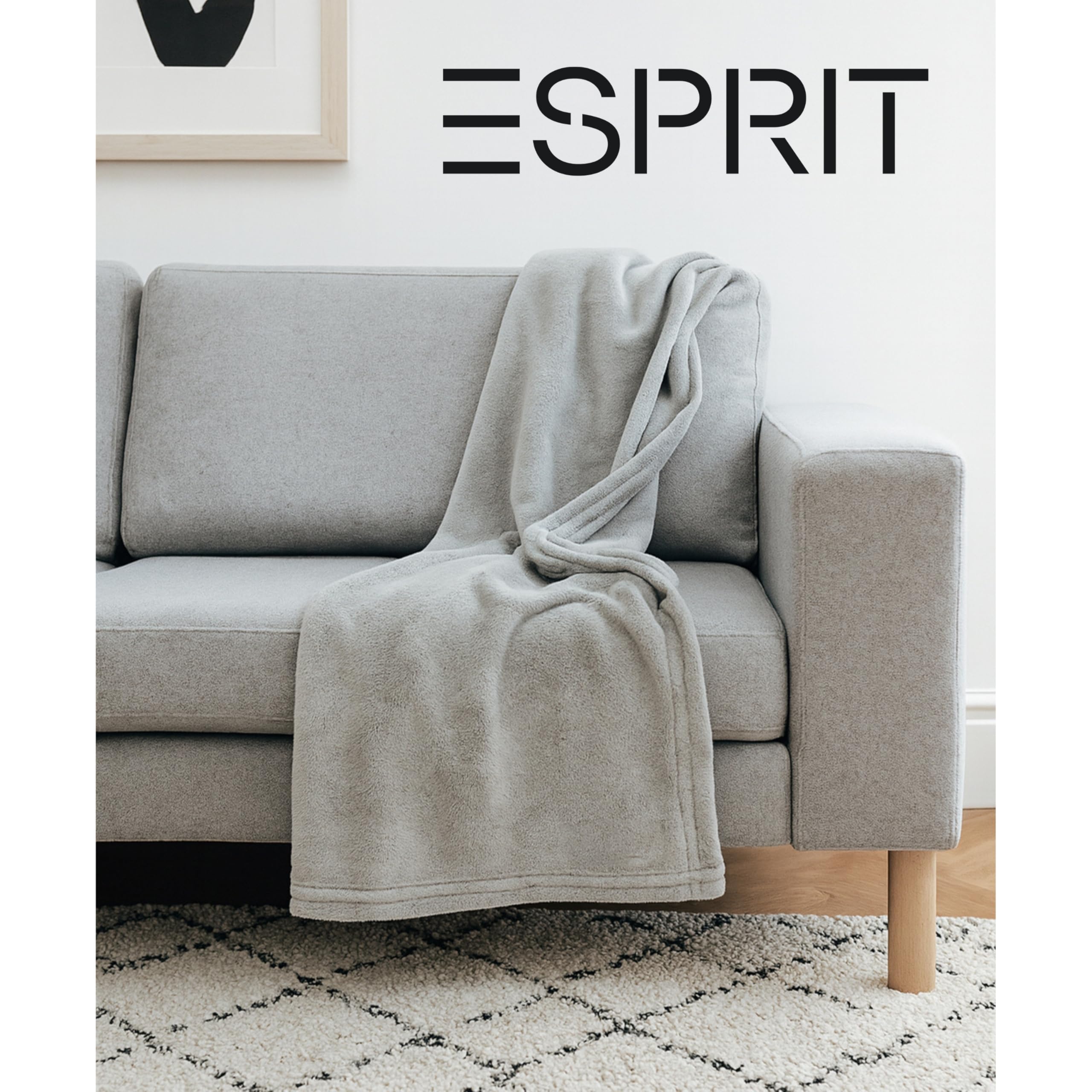 Esprit Kuscheldecke flauschig - Warme Fleecedecke 150x200 grau - Weiche Wohndecke für Couch & Wohnzimmer - Öko-Tex Plaid für Kinder & Baby - Sofadecke leicht & kuschelig für Herbst & Winter