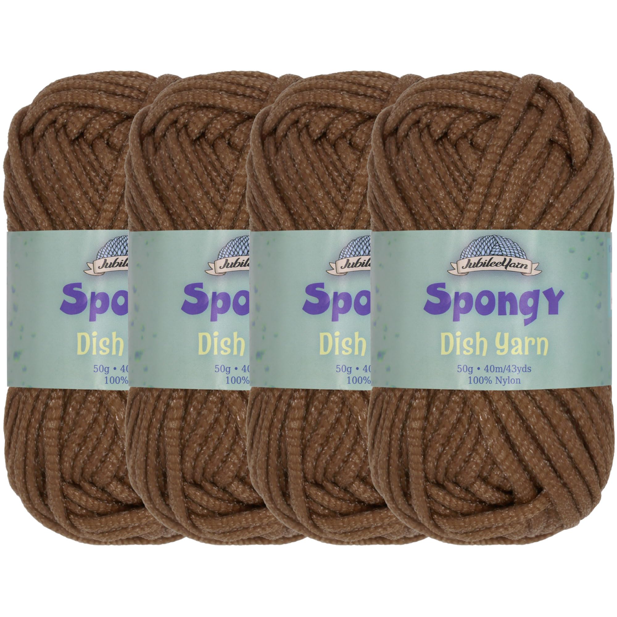 JubileeYarn Spongy Dish Yarn - Worsted Nylon Dishcloth - 50g/Skein - Chestnut Brown- 4 Skeins โ image 1