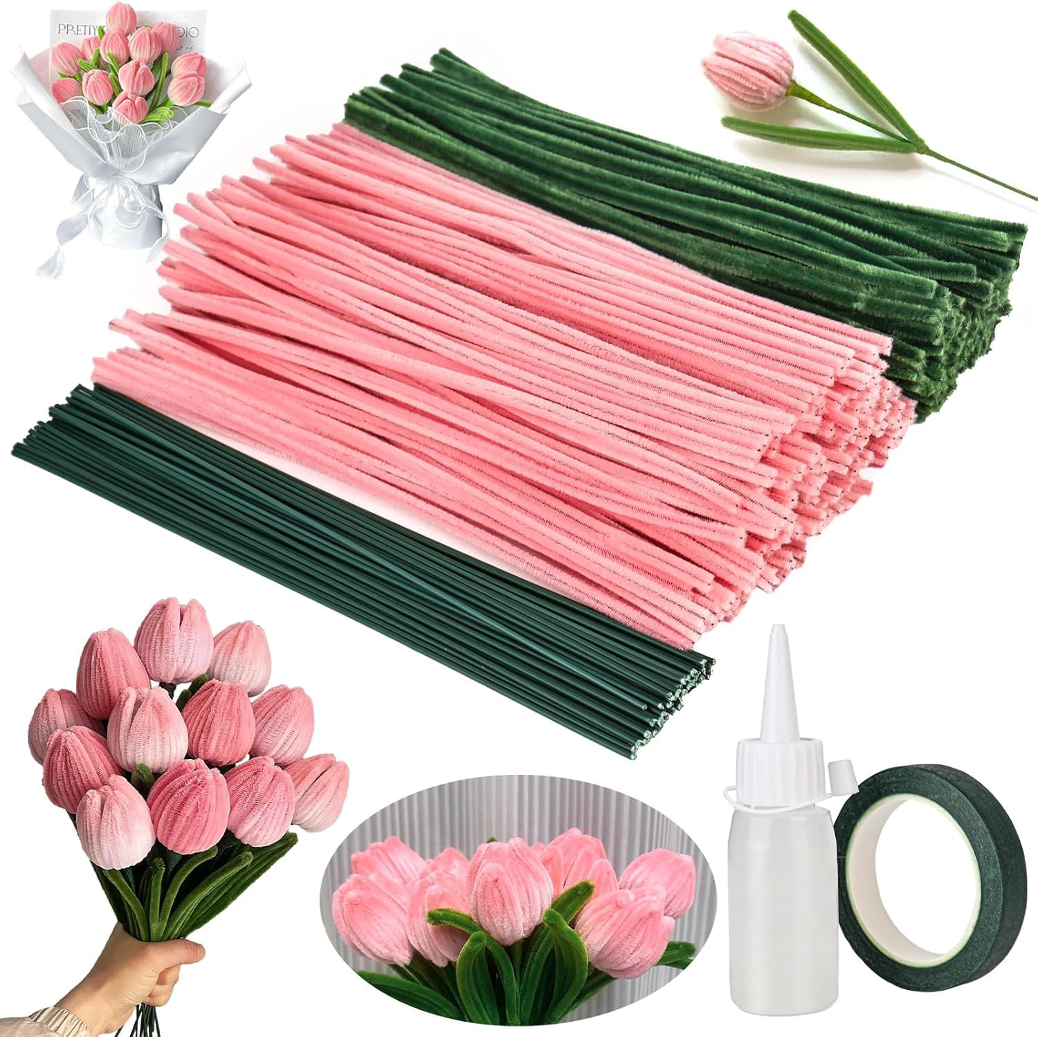 RONMOSNEA 350 Stück Pfeifenreiniger Blumen Set, Sonnenblumen