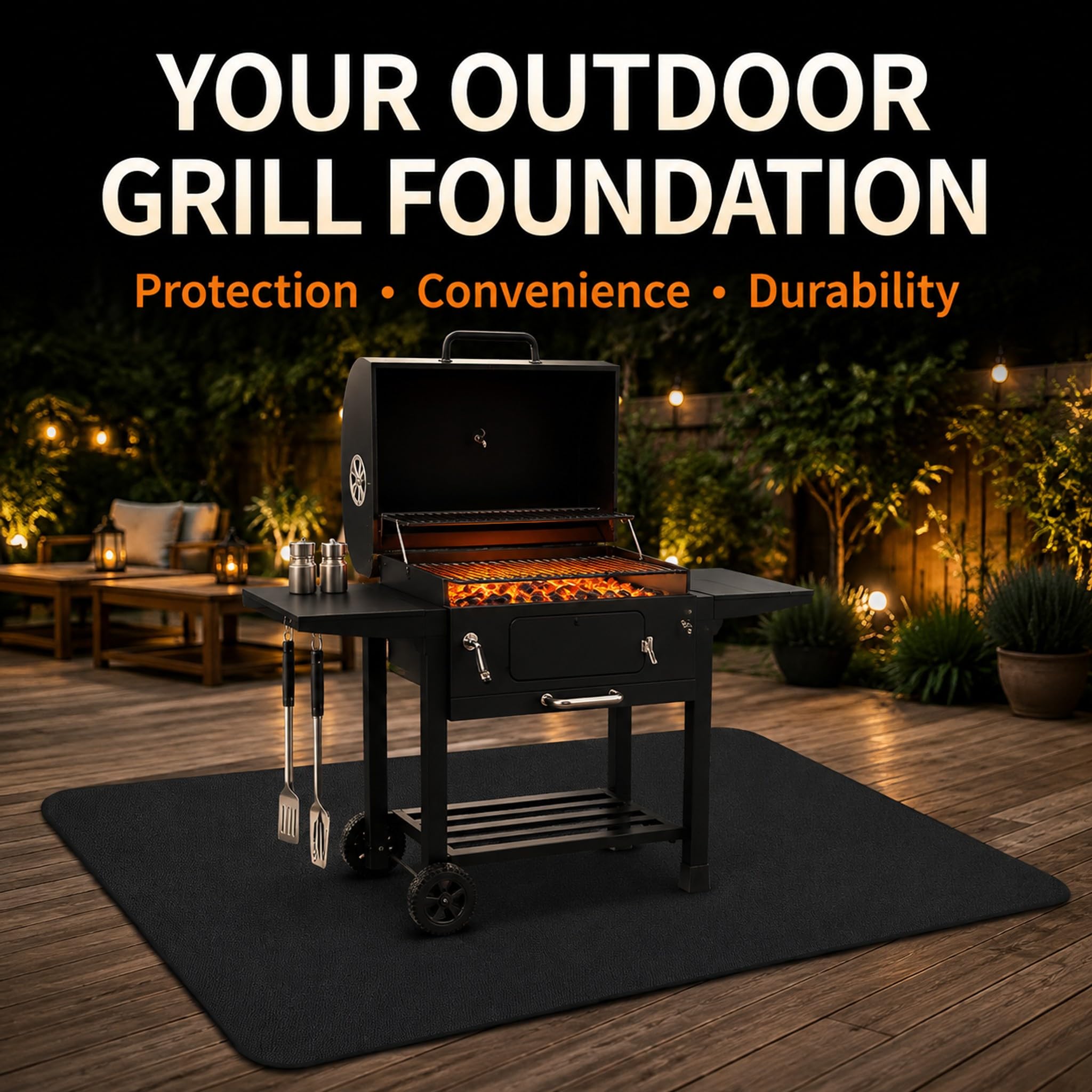 UBeesize Tapis épais de 152,4 x 91,4 cm sous Le Gril pour Barbecue extérieur, Tapis Ignifuge pour pelouse, fumoirs, barbecues à gaz, terrasse et Patio, Tapis de cheminée, Tapis de Foyer, Tapis de