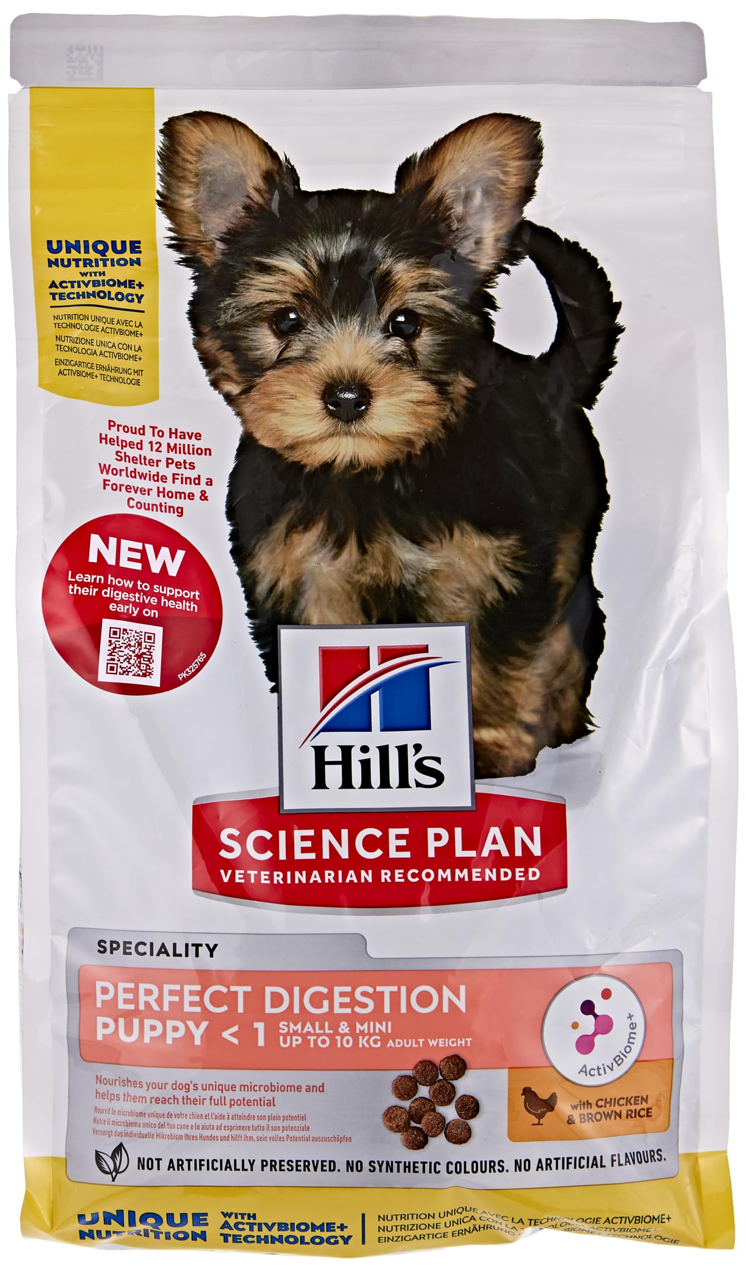 Hill's Science Plan PERFECT DIGESTION SMALL & MINI PUPPY DRY FOOD with CHICKEN AND BROWN RICE 1.5kg