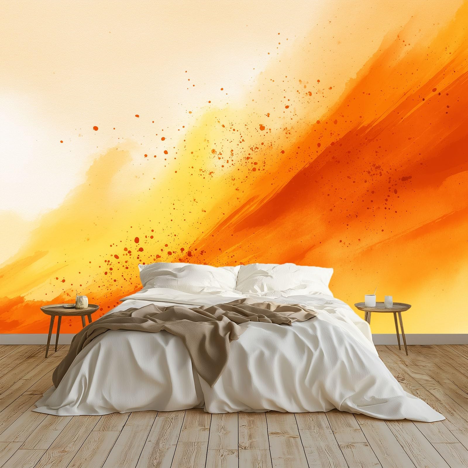 Papier Peint intissé Orange 200x140 cm pour raviver un mur de salon terne
