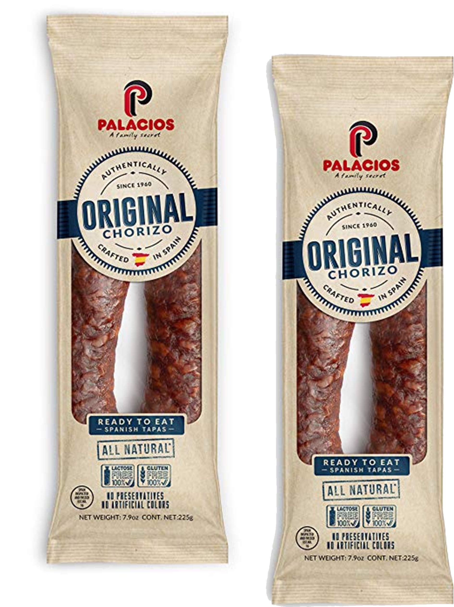 Chorizo Autentico by Palacios. Imported from Spain. 7.9 oz Pack of 6 by Palacios