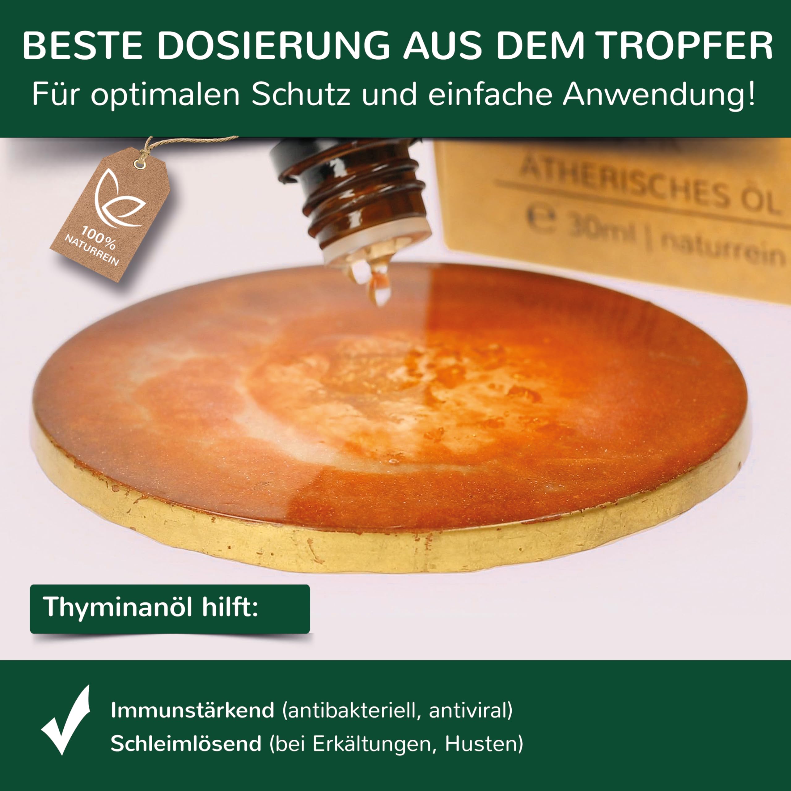essencion BIO Thymianöl 3 x 30ml | Reines ätherisches Thymian Öl | 100% Naturrein | Ideal für Aromaverteiler, Duftlampe & Massage | Tymiantropfen